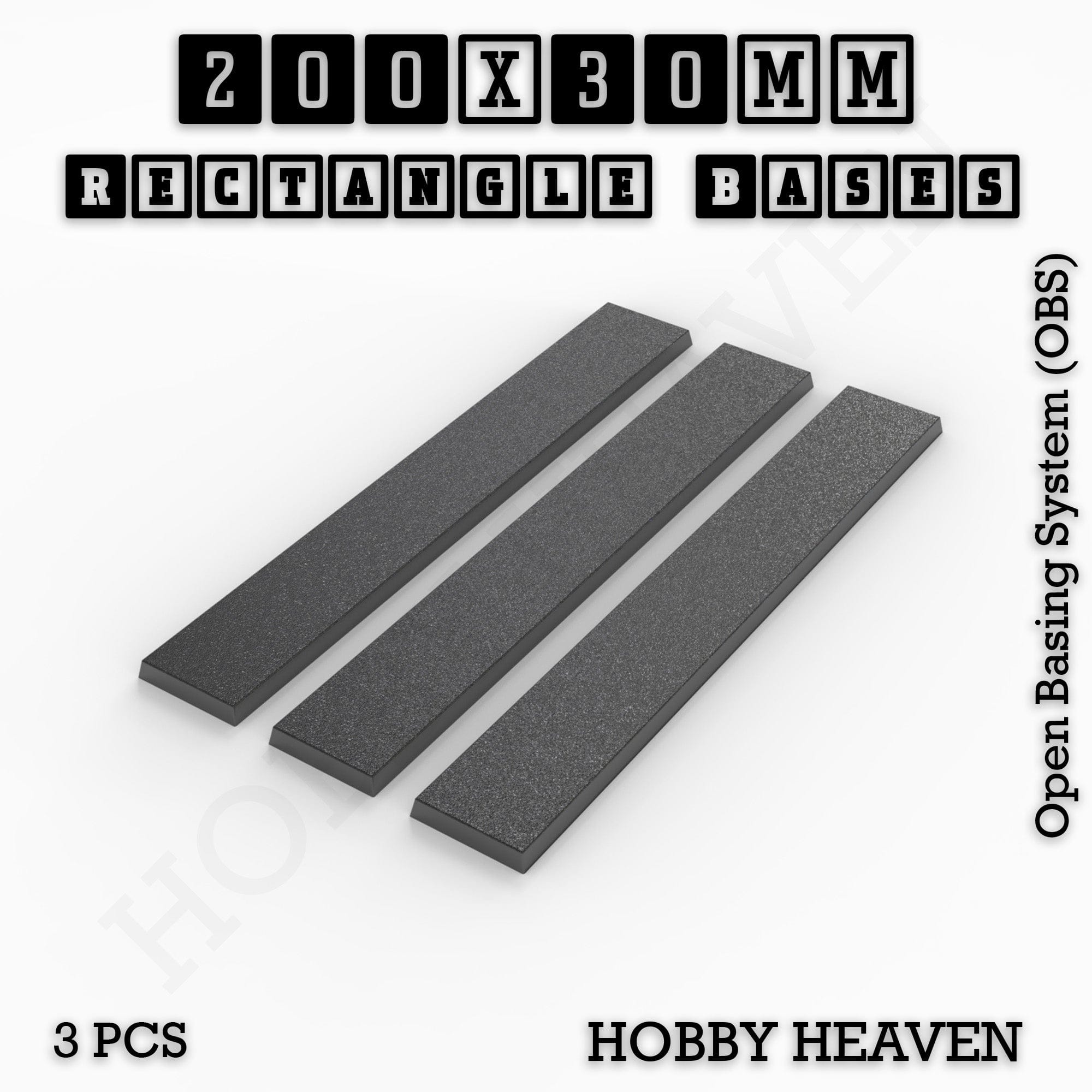 Base Rectangle Bases Range Sizes - 125x50mm to 200x175mm Large Sizes 3d Print Full Range Tabletop Games