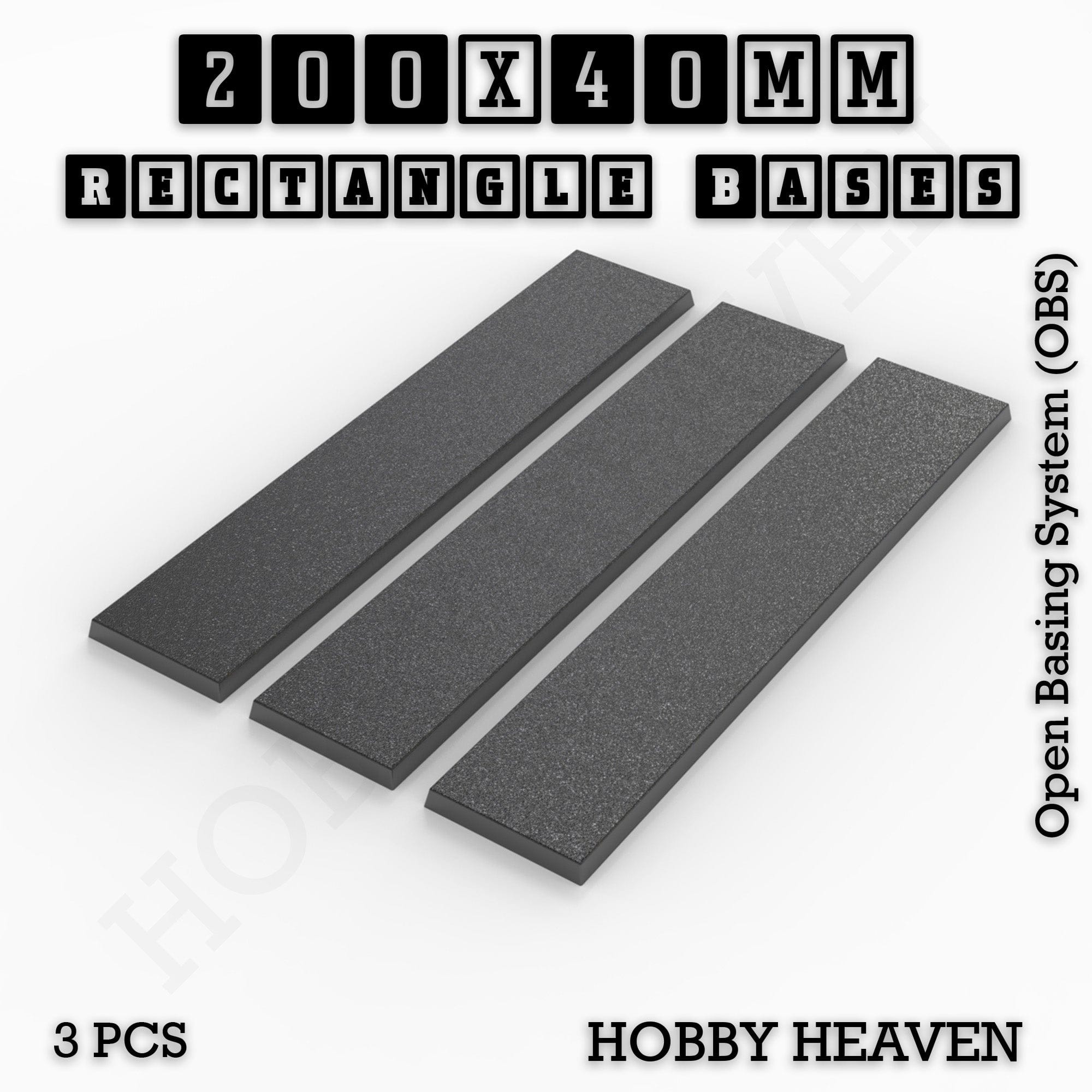 Base Rectangle Bases Range Sizes - 125x50mm to 200x175mm Large Sizes 3d Print Full Range Tabletop Games