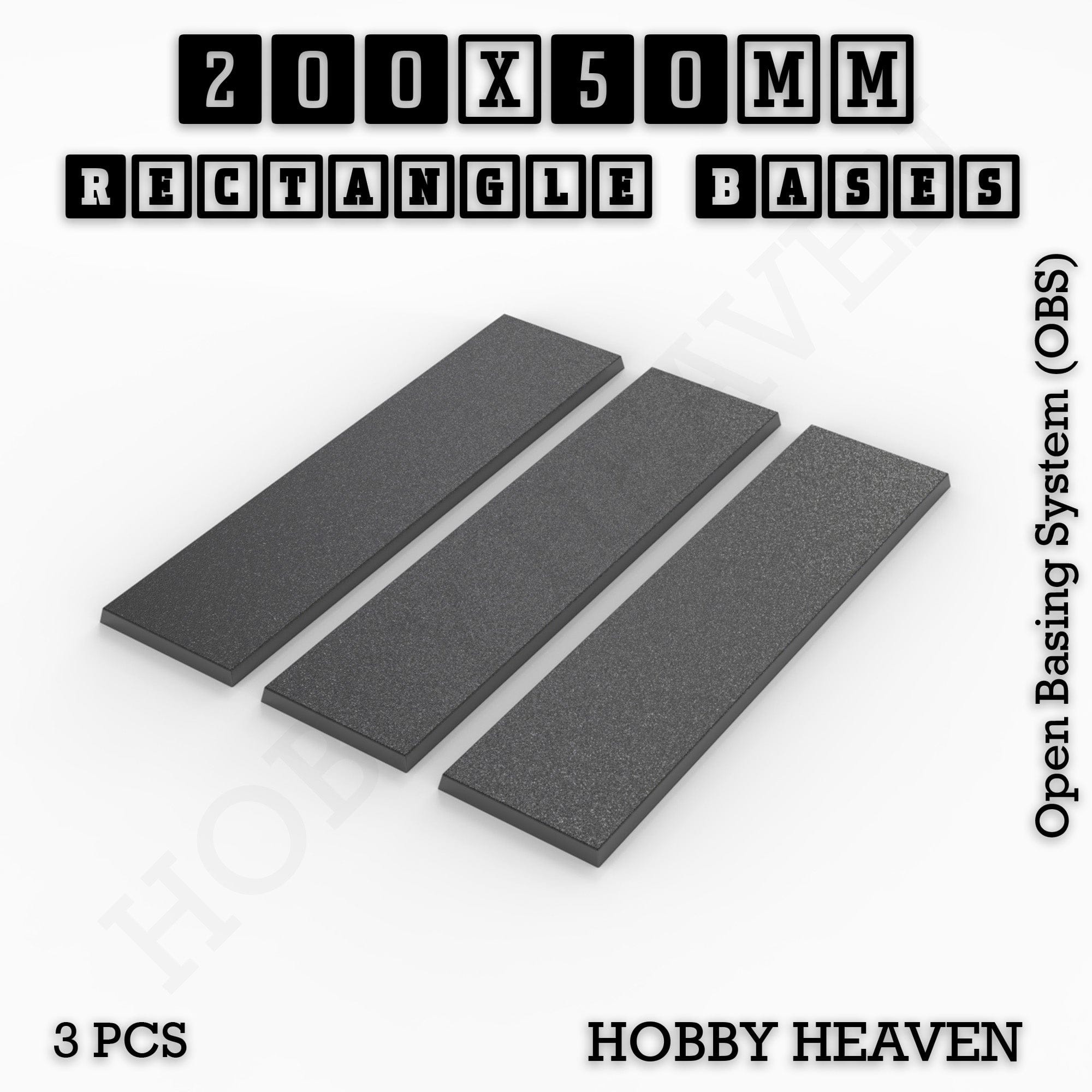 Base Rectangle Bases Range Sizes - 125x50mm to 200x175mm Large Sizes 3d Print Full Range Tabletop Games