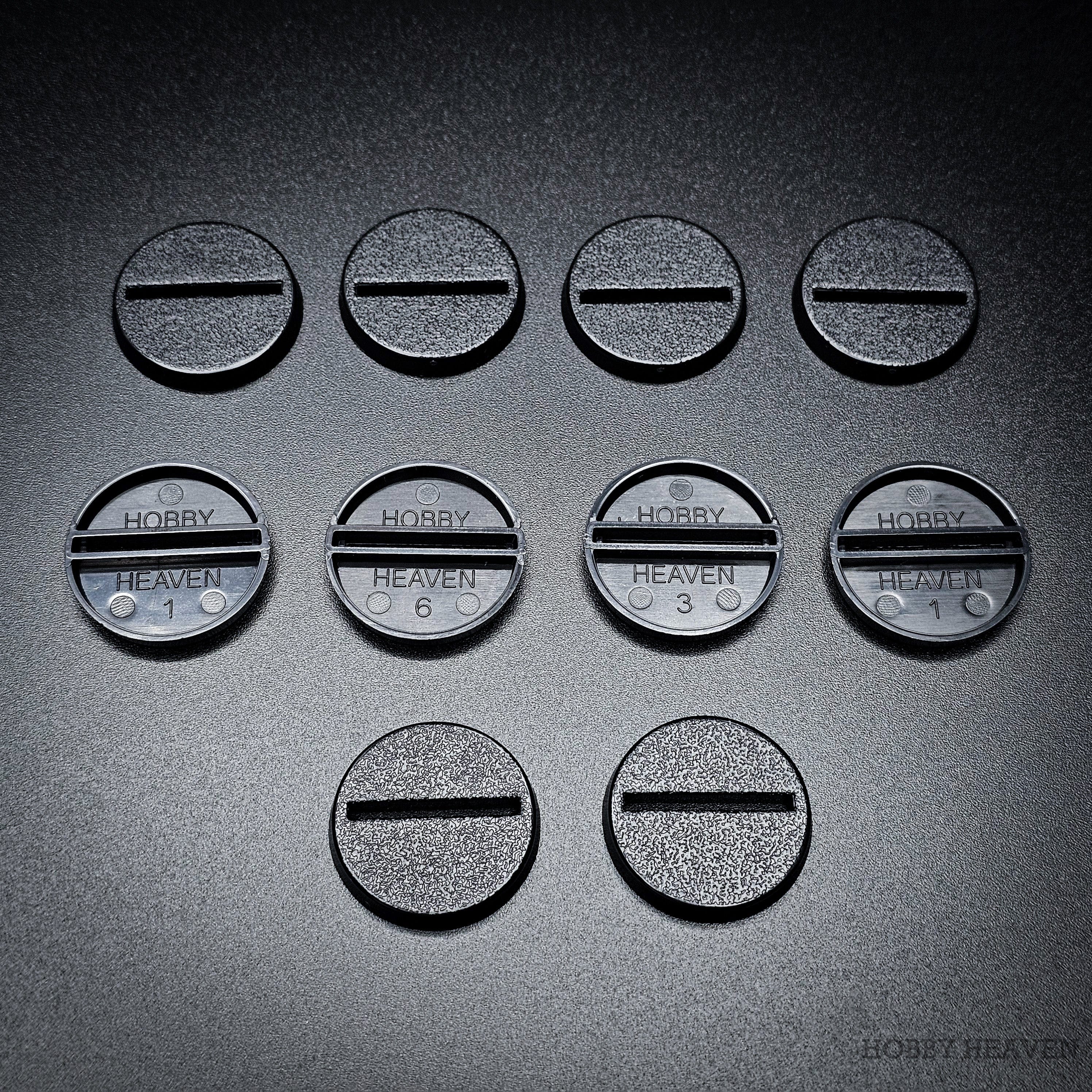 Base 10 25mm Round Slotted Bases for Wargaming Miniatures | Durable Plastic | Compatible with Popular Tabletop Games