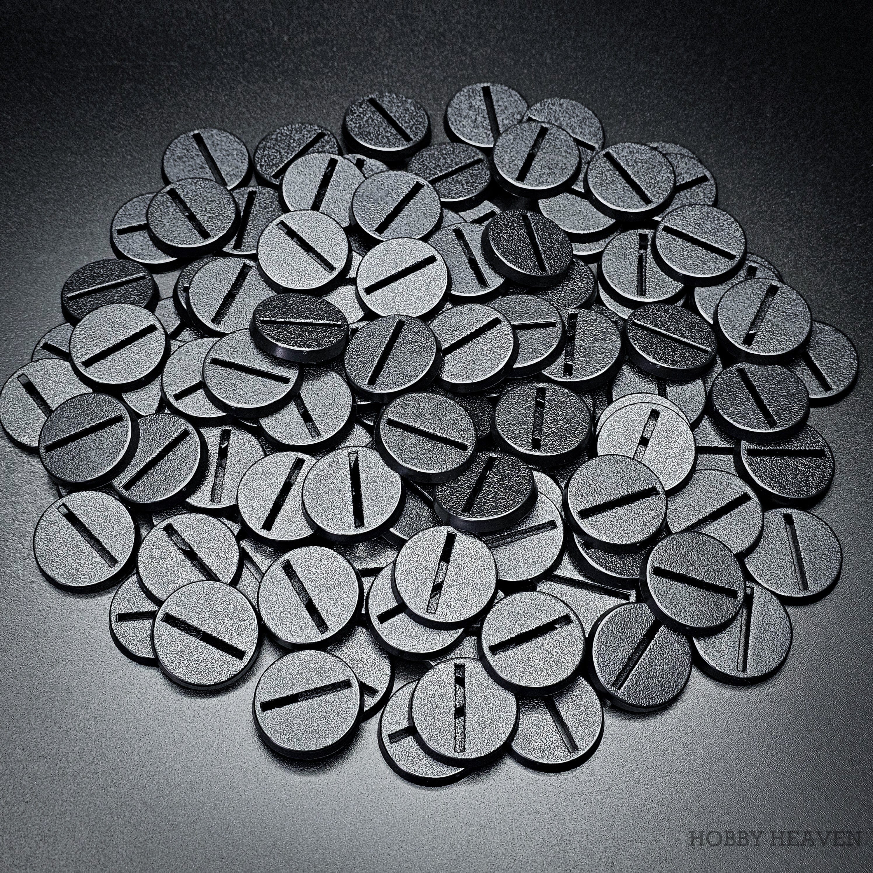 Base 100 25mm Round Slotted Bases for Wargaming Miniatures | Durable Plastic | Compatible with Popular Tabletop Games 5065013213163