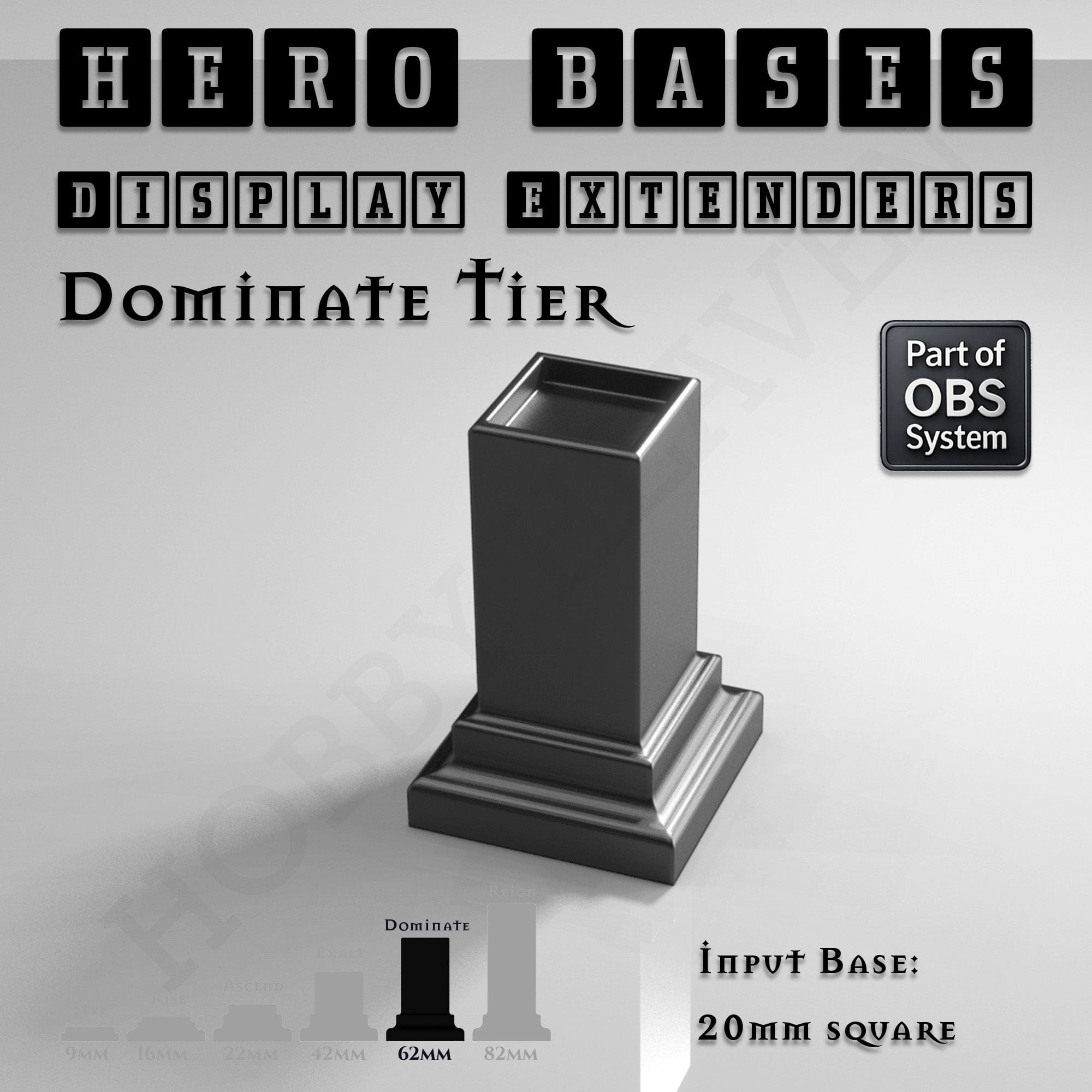 Plastic Bases Hero Bases Display Extenders | Squares and Rectangles | Convert Gaming Bases to Display Bases & Plinths
