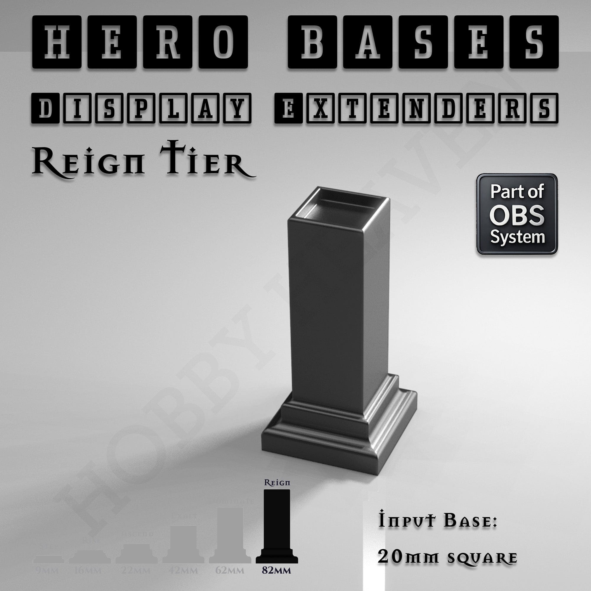 Plastic Bases Hero Bases Display Extenders | Squares and Rectangles | Convert Gaming Bases to Display Bases & Plinths