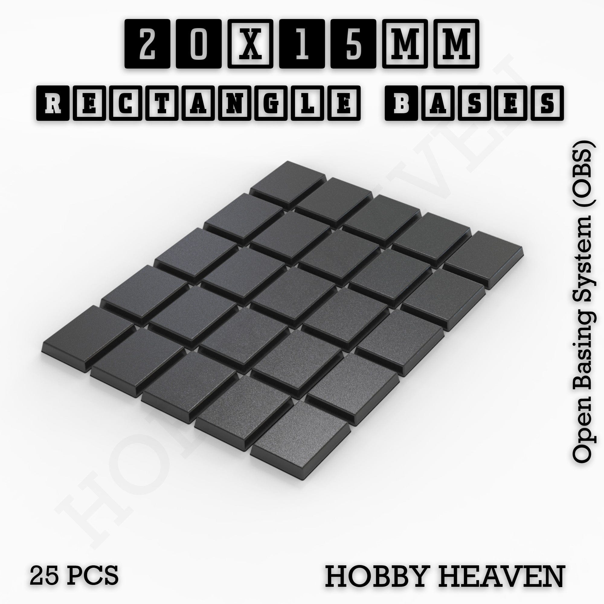 Base Rectangle Bases Range Sizes - 75x30mm to 125x40mm Medium Sizes 3d Print Full Range Tabletop Games
