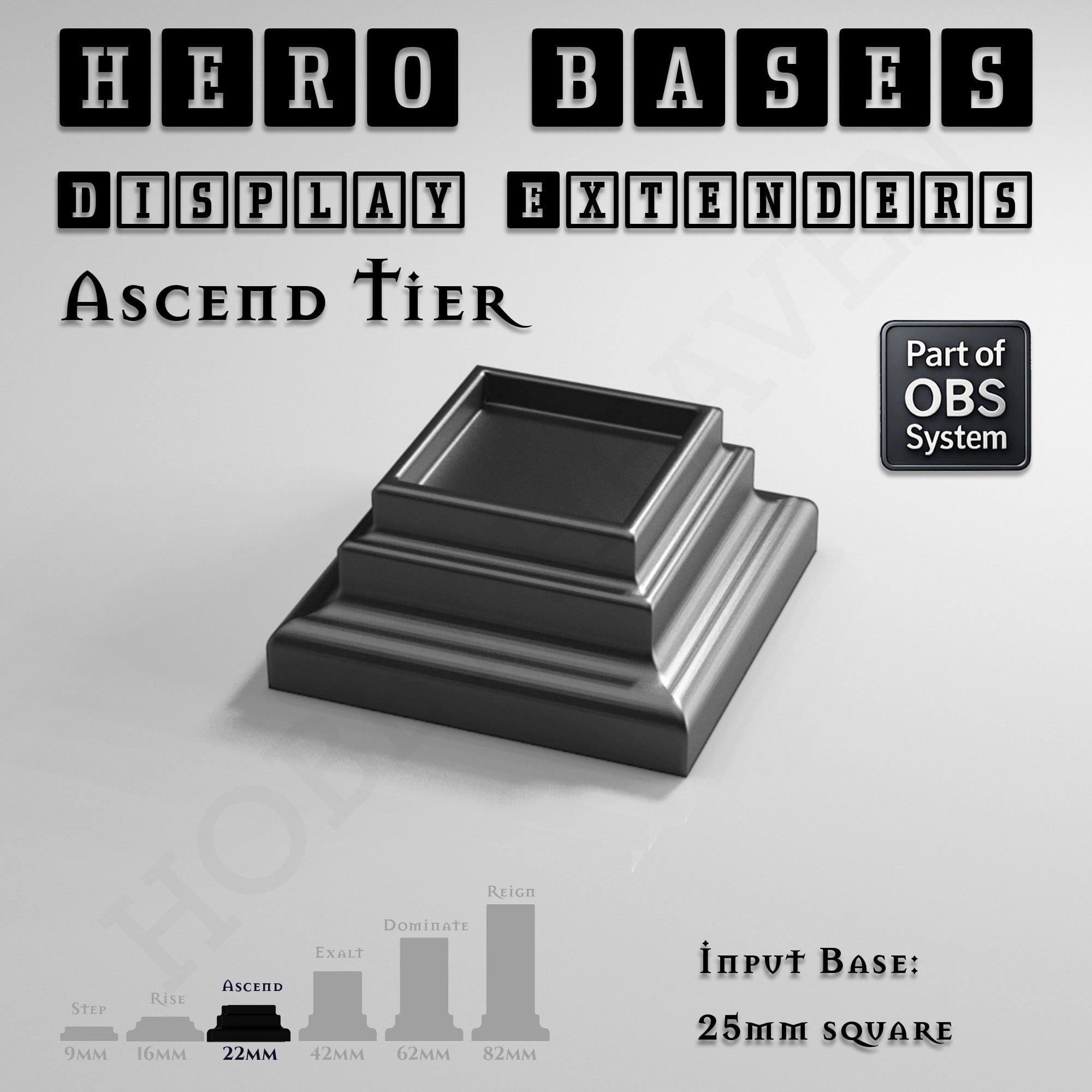 Plastic Bases Hero Bases Display Extenders | Squares and Rectangles | Convert Gaming Bases to Display Bases & Plinths