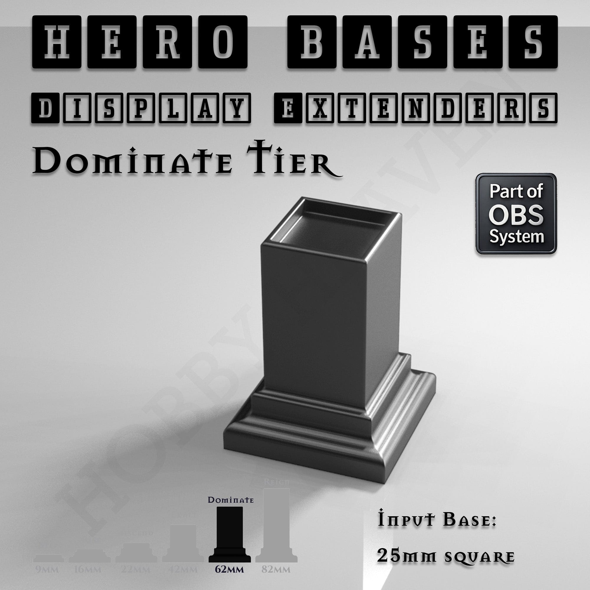 Plastic Bases Hero Bases Display Extenders | Squares and Rectangles | Convert Gaming Bases to Display Bases & Plinths