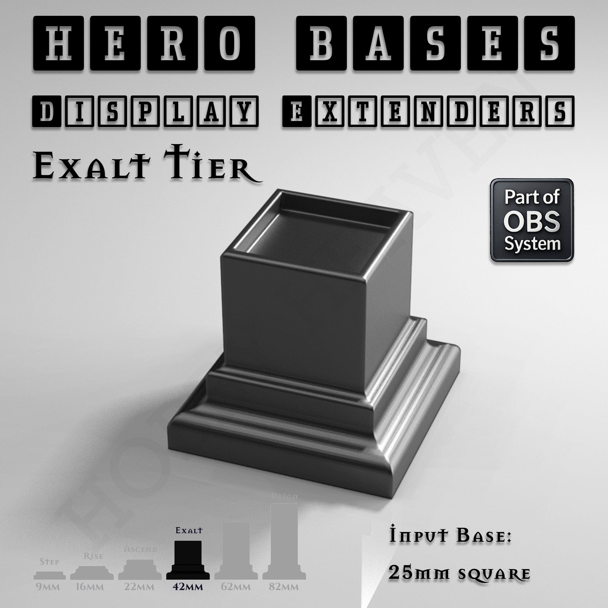Plastic Bases Hero Bases Display Extenders | Squares and Rectangles | Convert Gaming Bases to Display Bases & Plinths