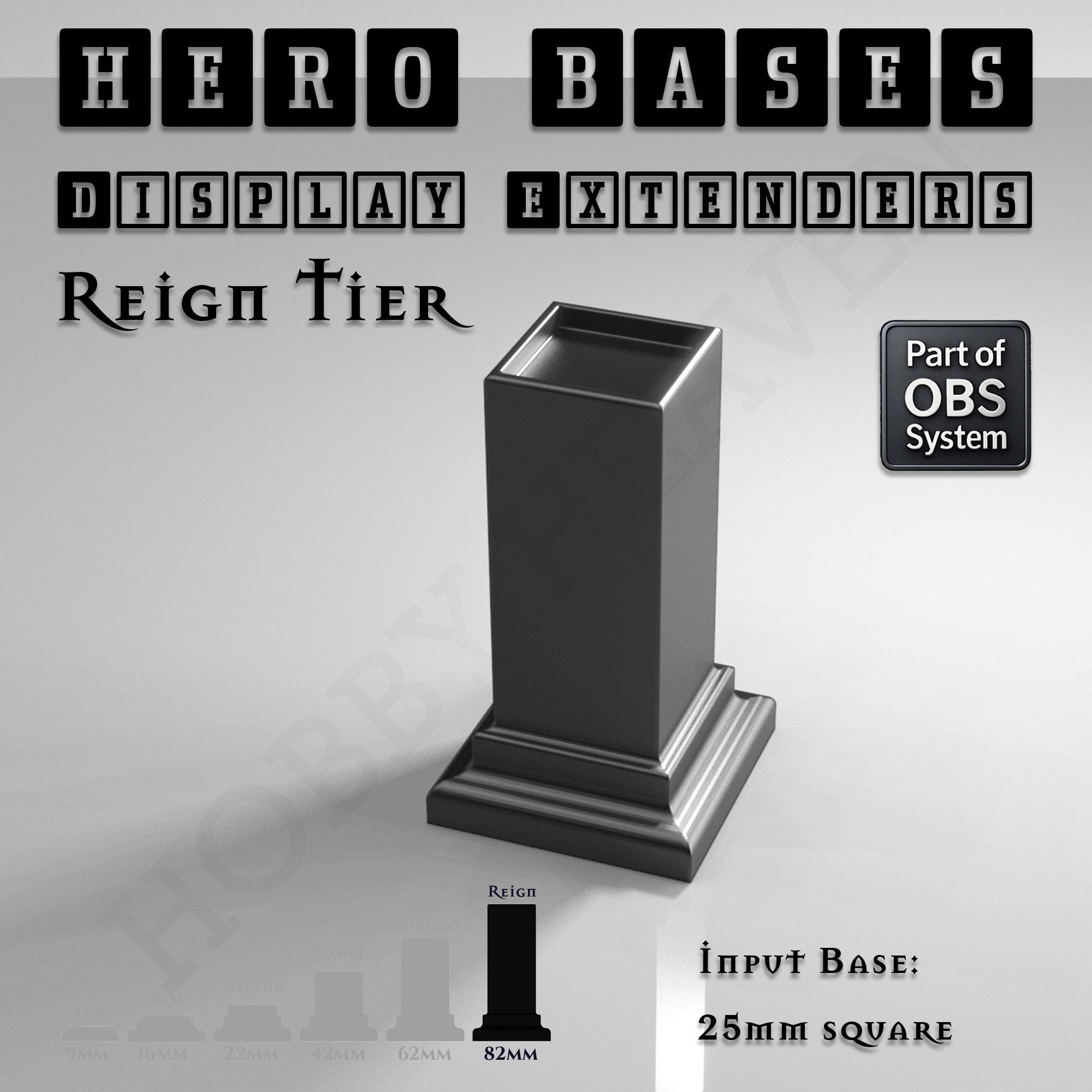 Plastic Bases Hero Bases Display Extenders | Squares and Rectangles | Convert Gaming Bases to Display Bases & Plinths