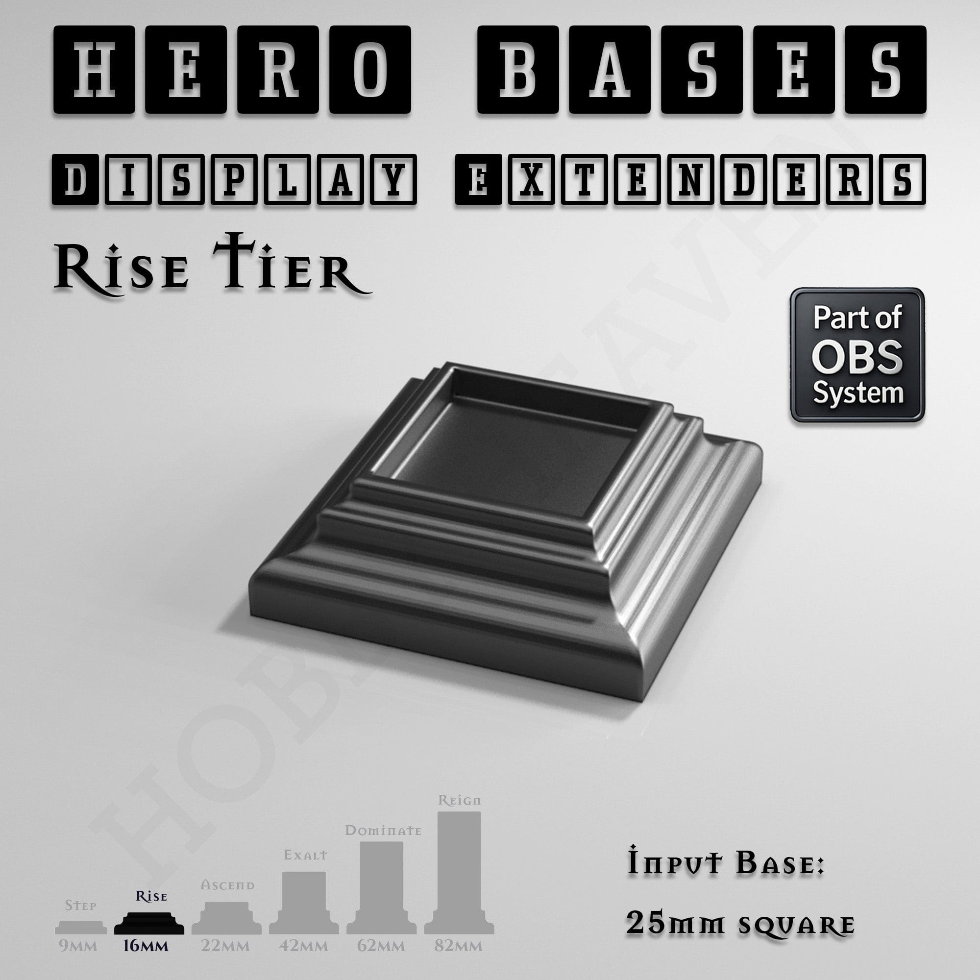 Plastic Bases Hero Bases Display Extenders | Squares and Rectangles | Convert Gaming Bases to Display Bases & Plinths