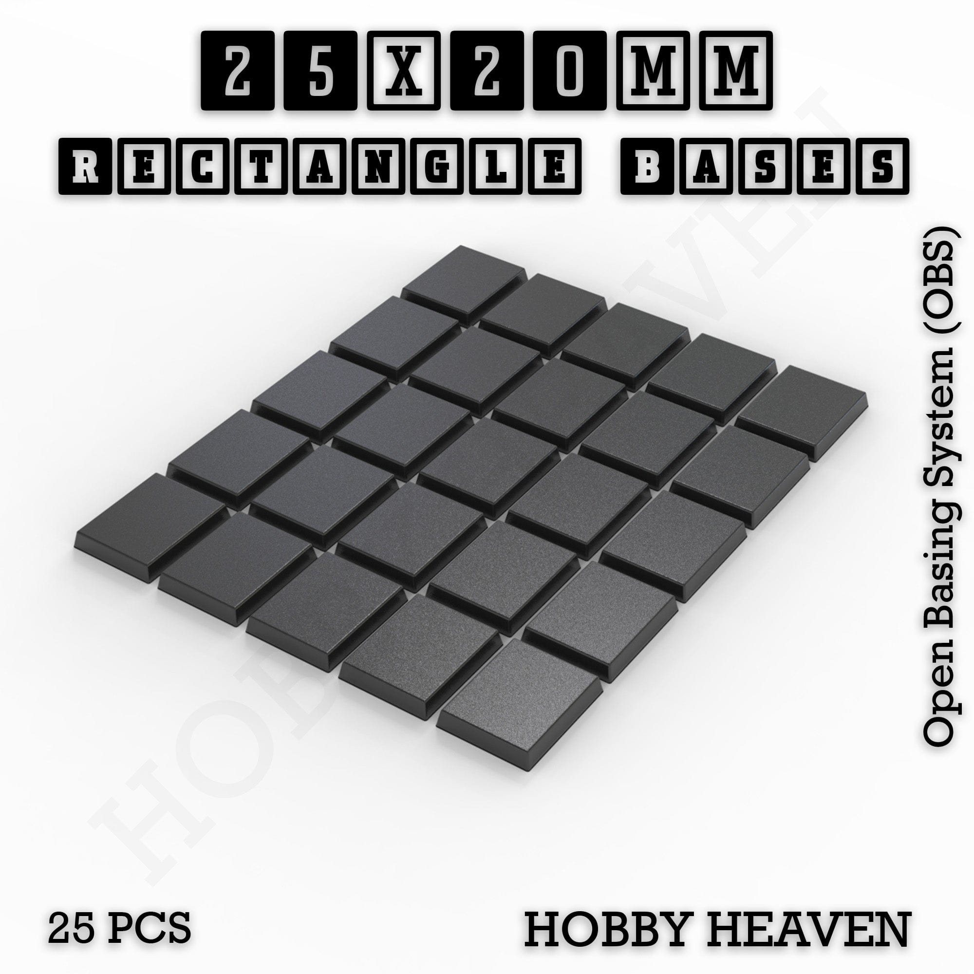 Base Rectangle Bases Range Sizes - 75x30mm to 125x40mm Medium Sizes 3d Print Full Range Tabletop Games