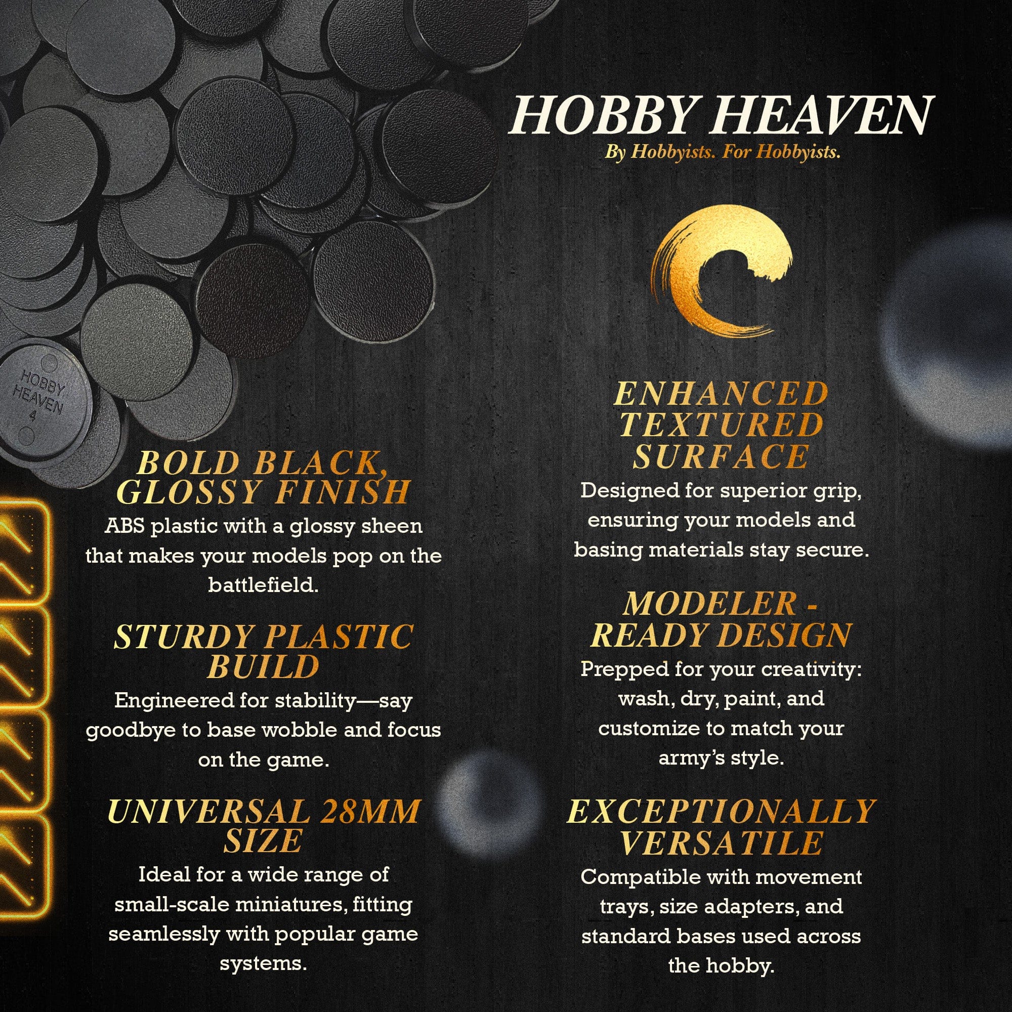 Base 28mm Round Plain Plastic Bases for Wargaming Miniatures | Hobby Heaven