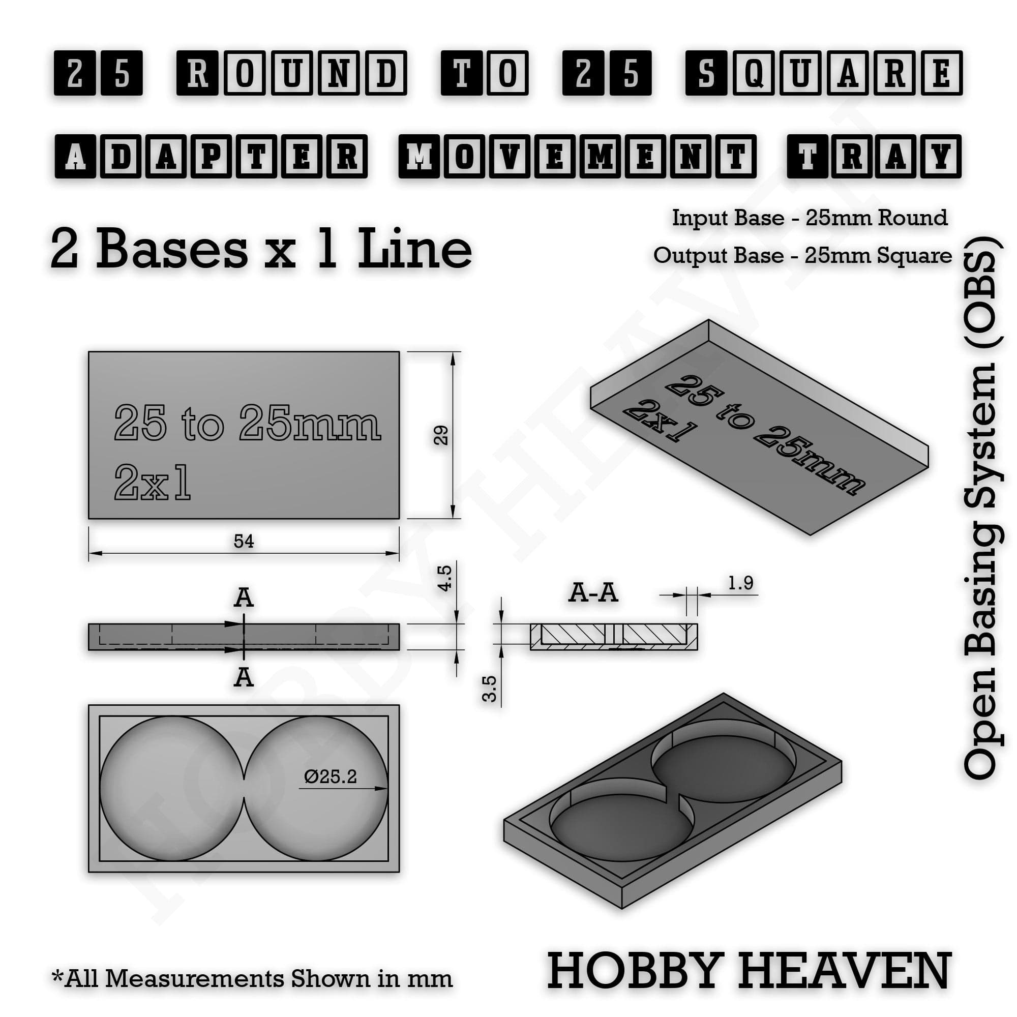 Movement Tray Round to Square Movement Trays Adapters for Tabletop Games