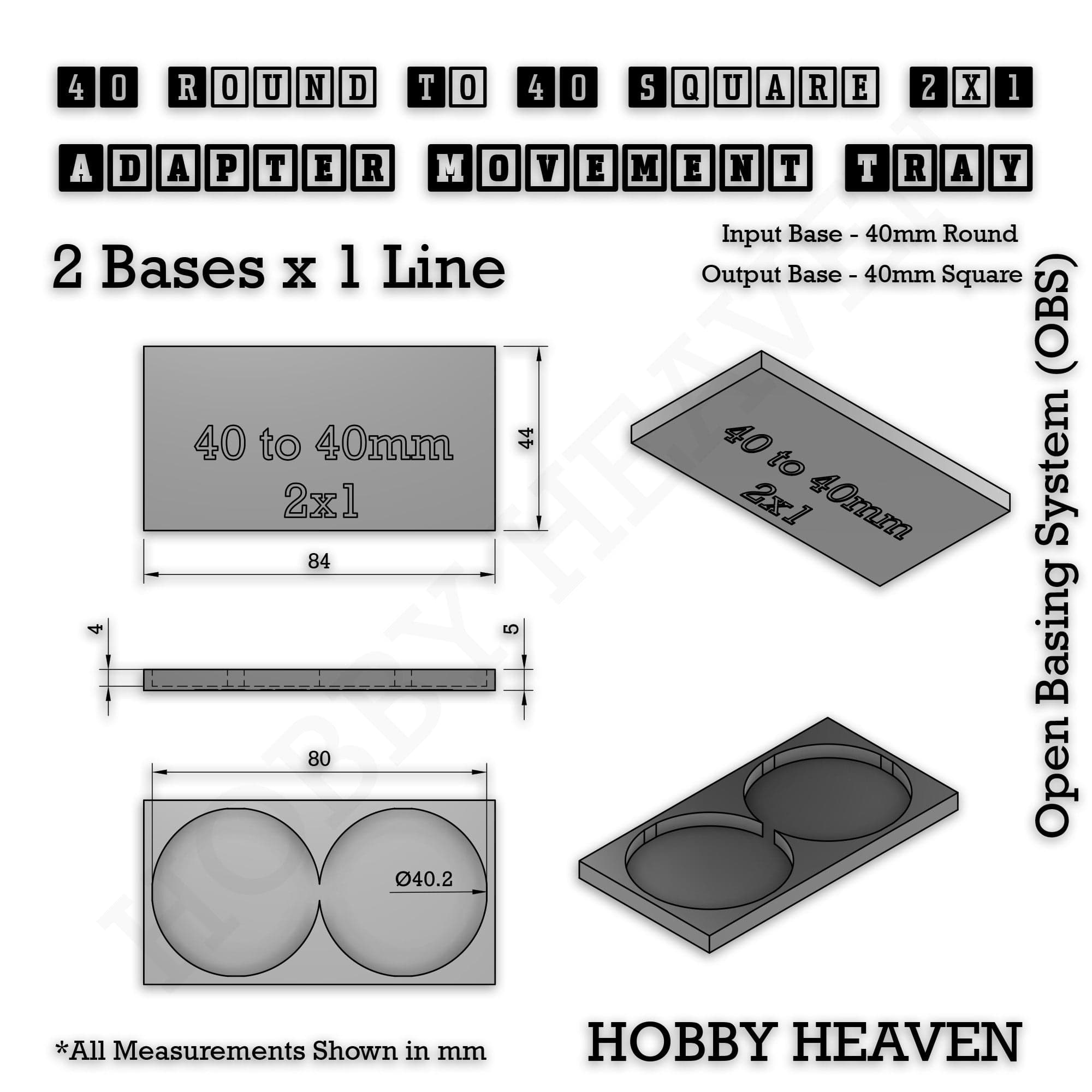 Movement Tray Round to Square Movement Trays Adapters for Tabletop Games