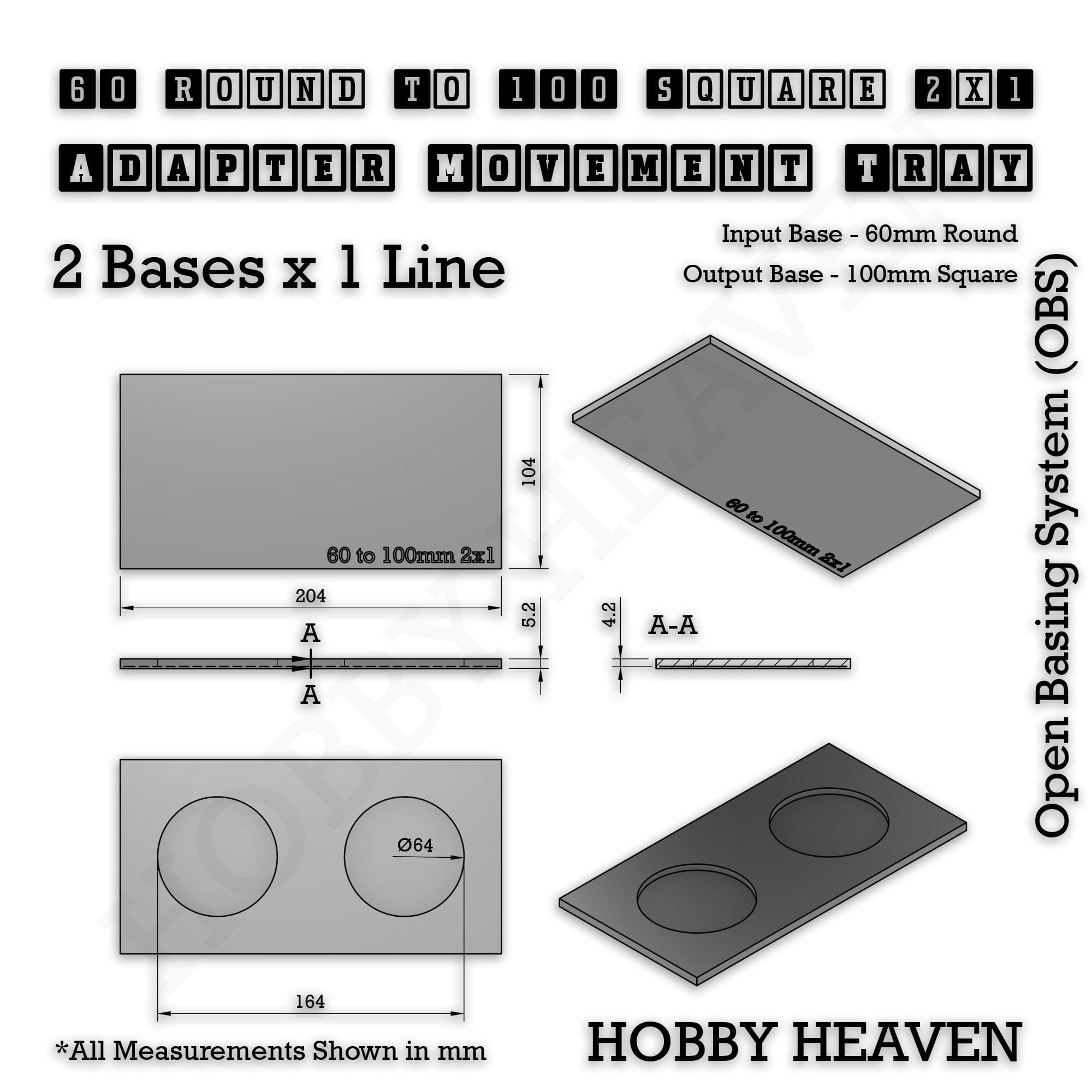 Movement Tray Round to Square Movement Trays Adapters for Tabletop Games