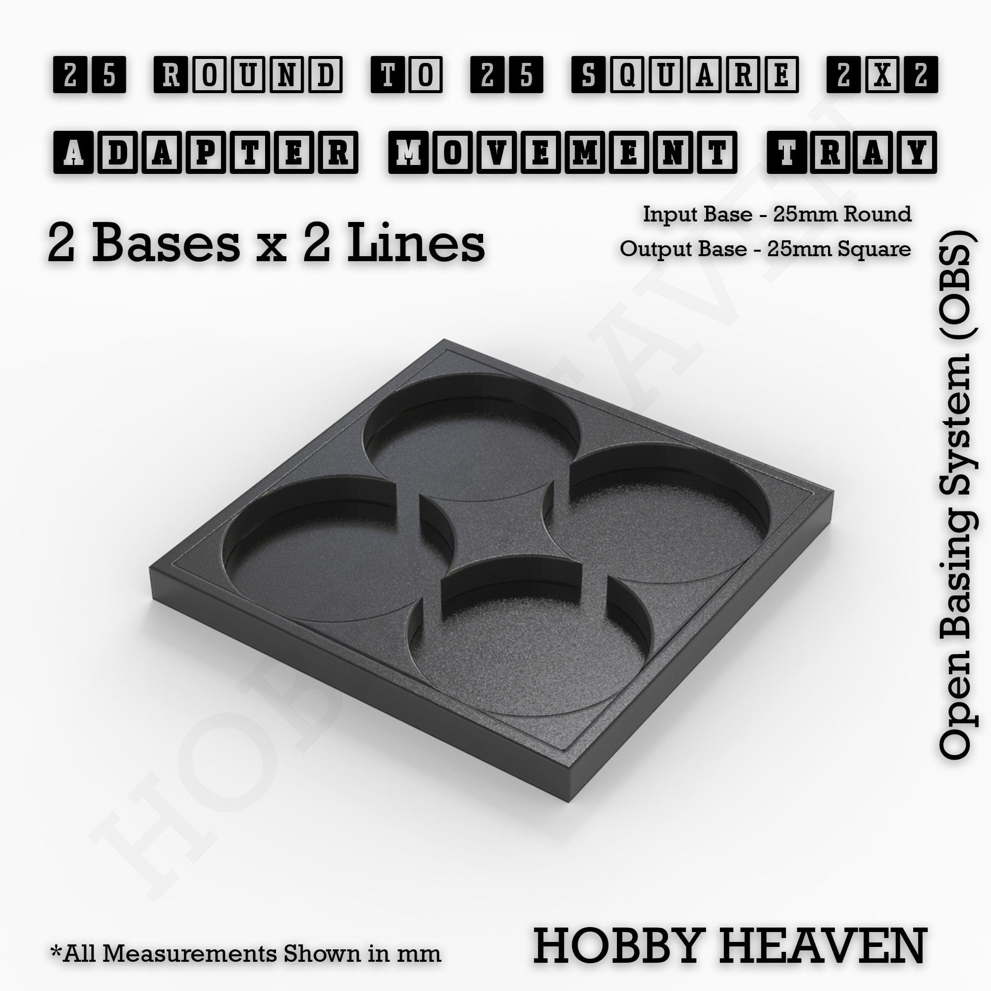 Movement Tray Round to Square Movement Trays Adapters for Tabletop Games