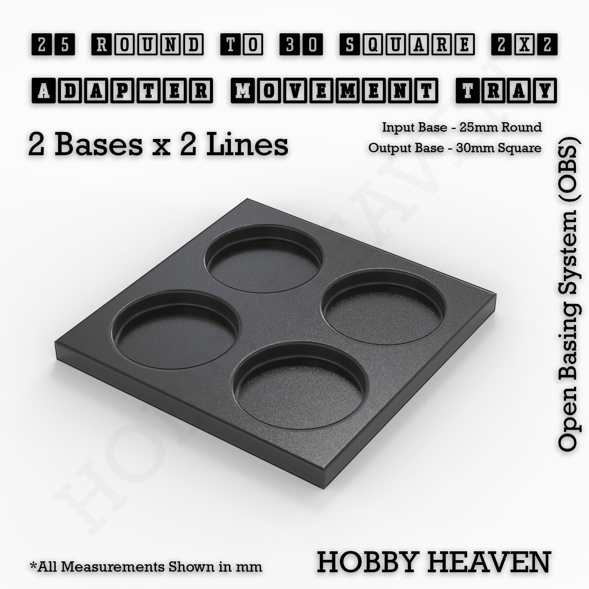 Movement Tray Round to Square Movement Trays Adapters for Tabletop Games