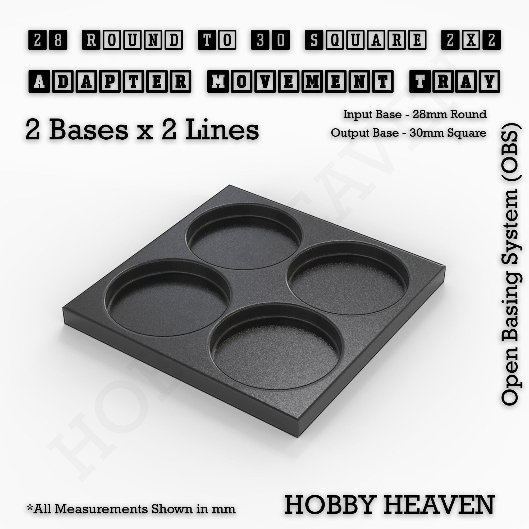 Movement Tray Round to Square Movement Trays Adapters for Tabletop Games