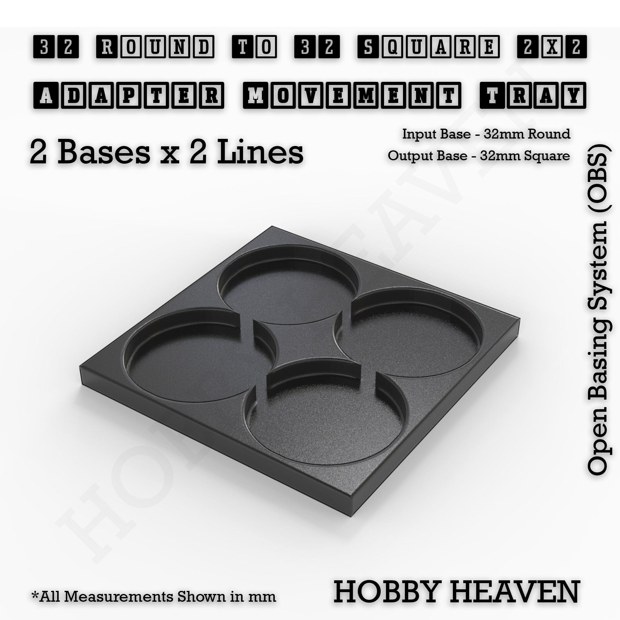 Movement Tray Round to Square Movement Trays Adapters for Tabletop Games