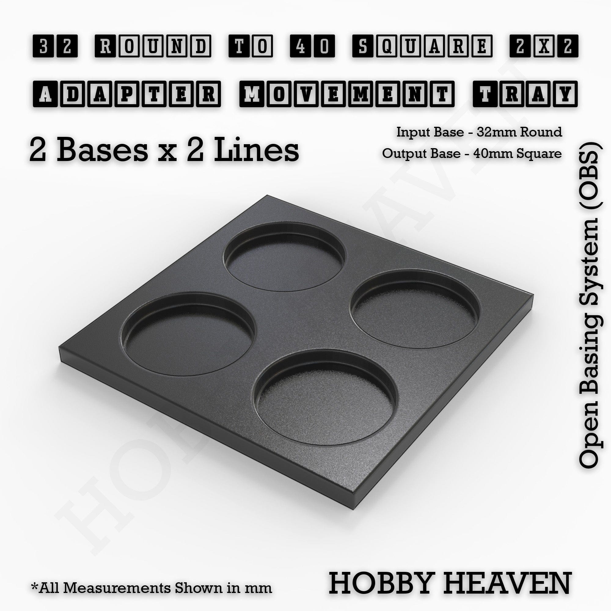 Movement Tray Round to Square Movement Trays Adapters for Tabletop Games