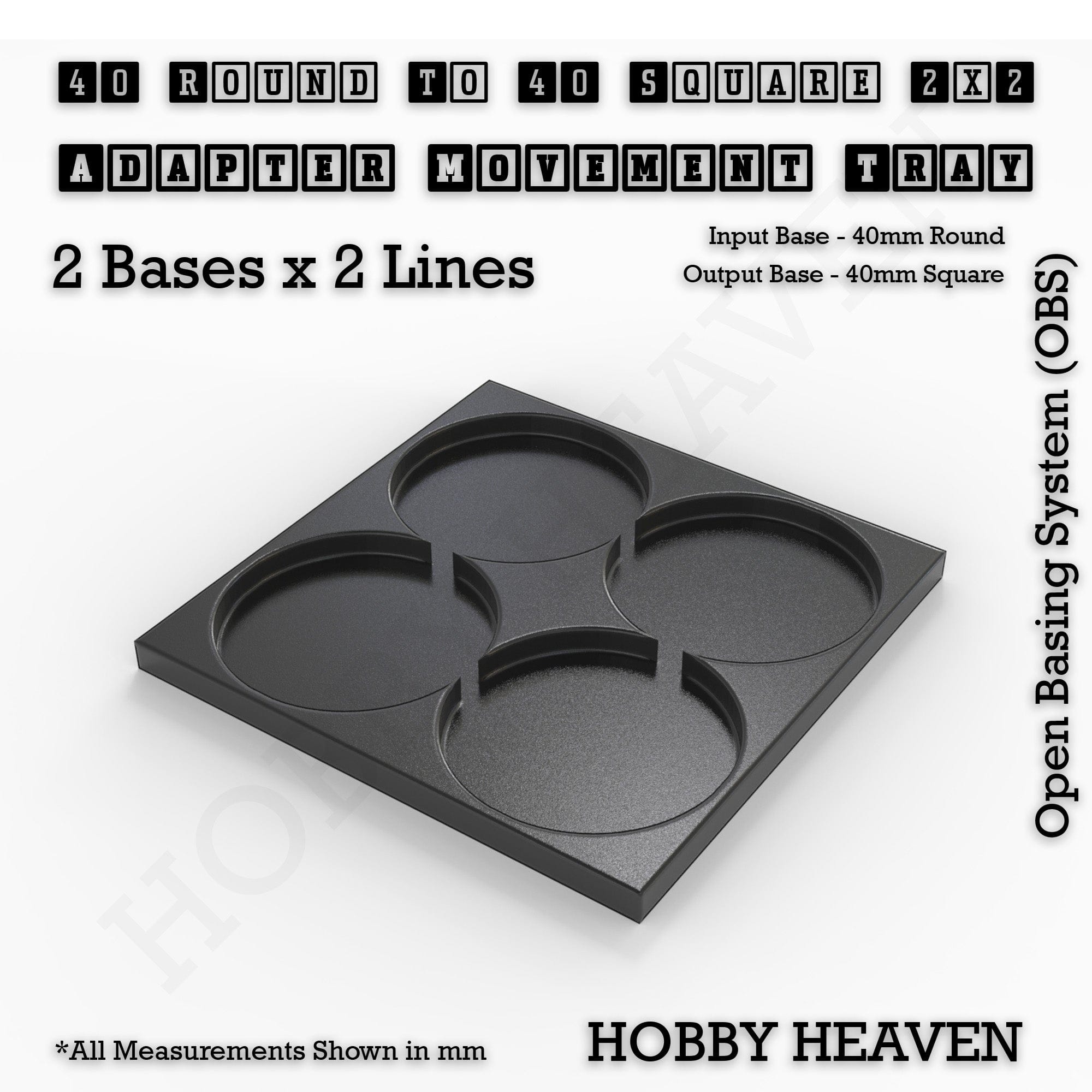 Movement Tray Round to Square Movement Trays Adapters for Tabletop Games