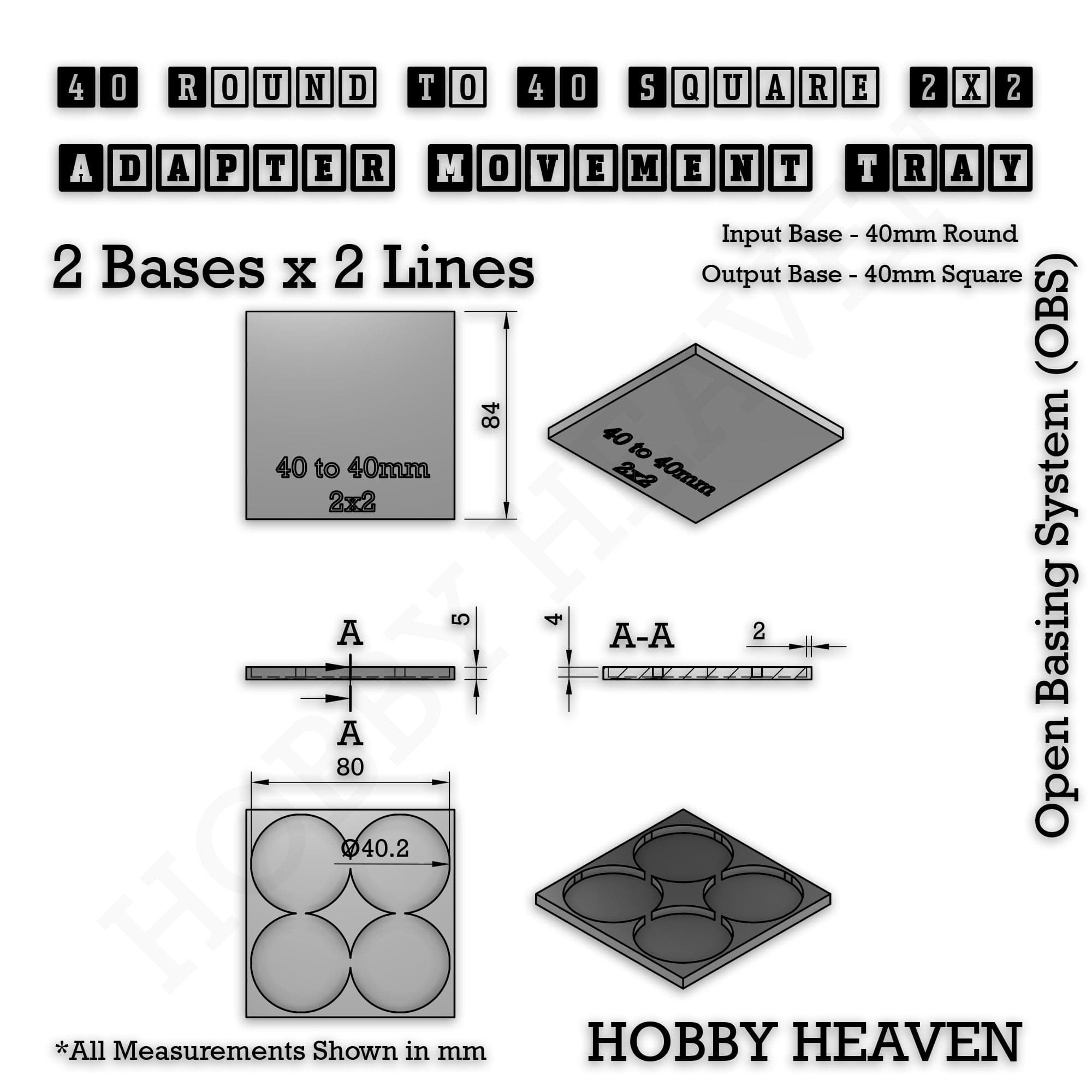 Movement Tray Round to Square Movement Trays Adapters for Tabletop Games