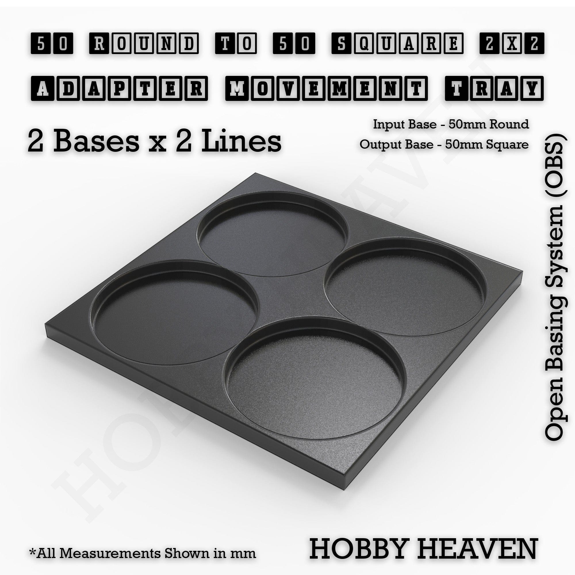 Movement Tray Round to Square Movement Trays Adapters for Tabletop Games