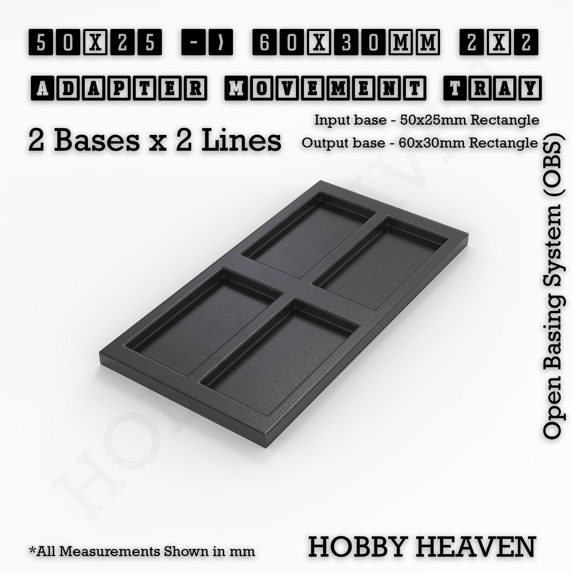 Movement Tray Square and Rectangle Movement Trays Adapters for Tabletop Games