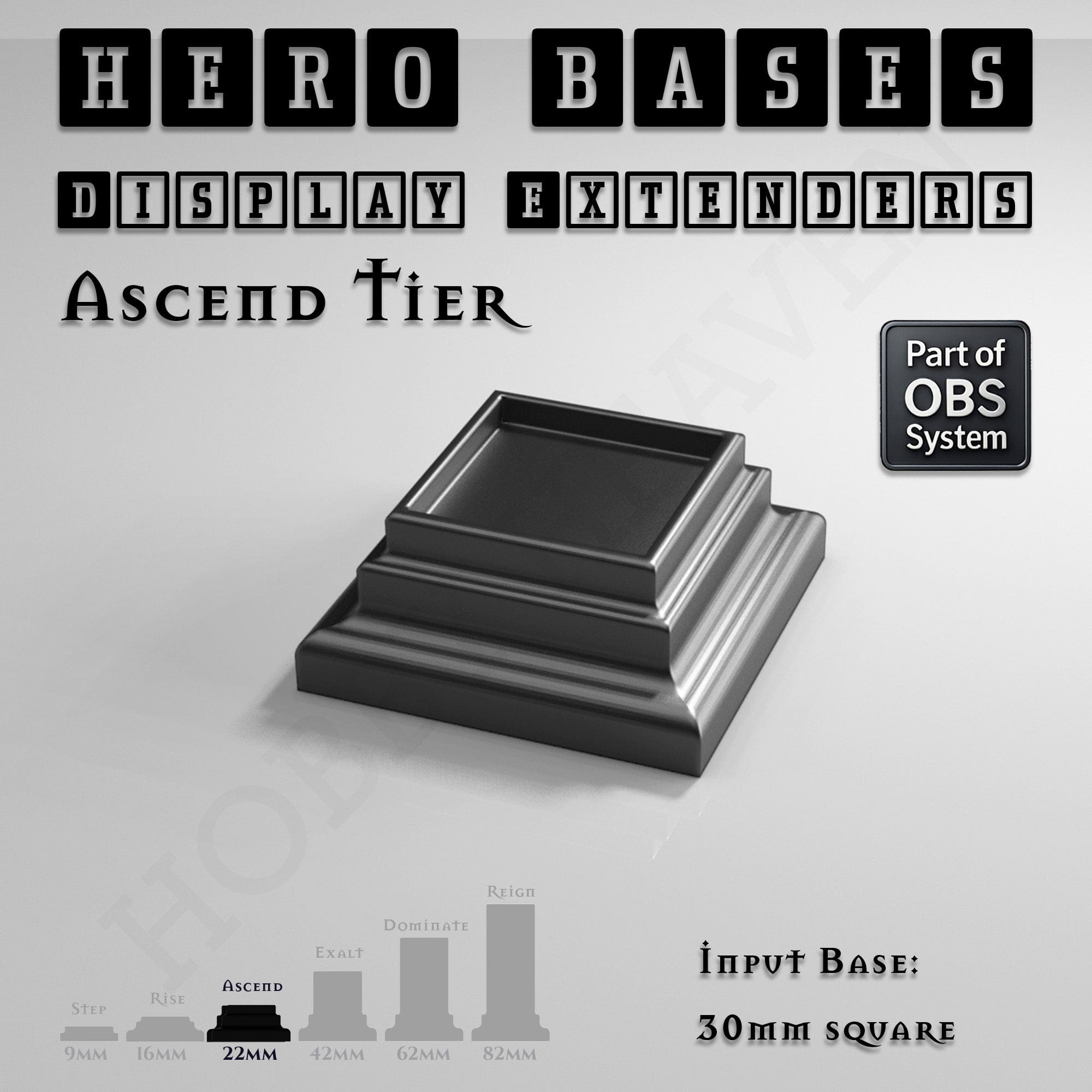 Plastic Bases Hero Bases Display Extenders | Squares and Rectangles | Convert Gaming Bases to Display Bases & Plinths