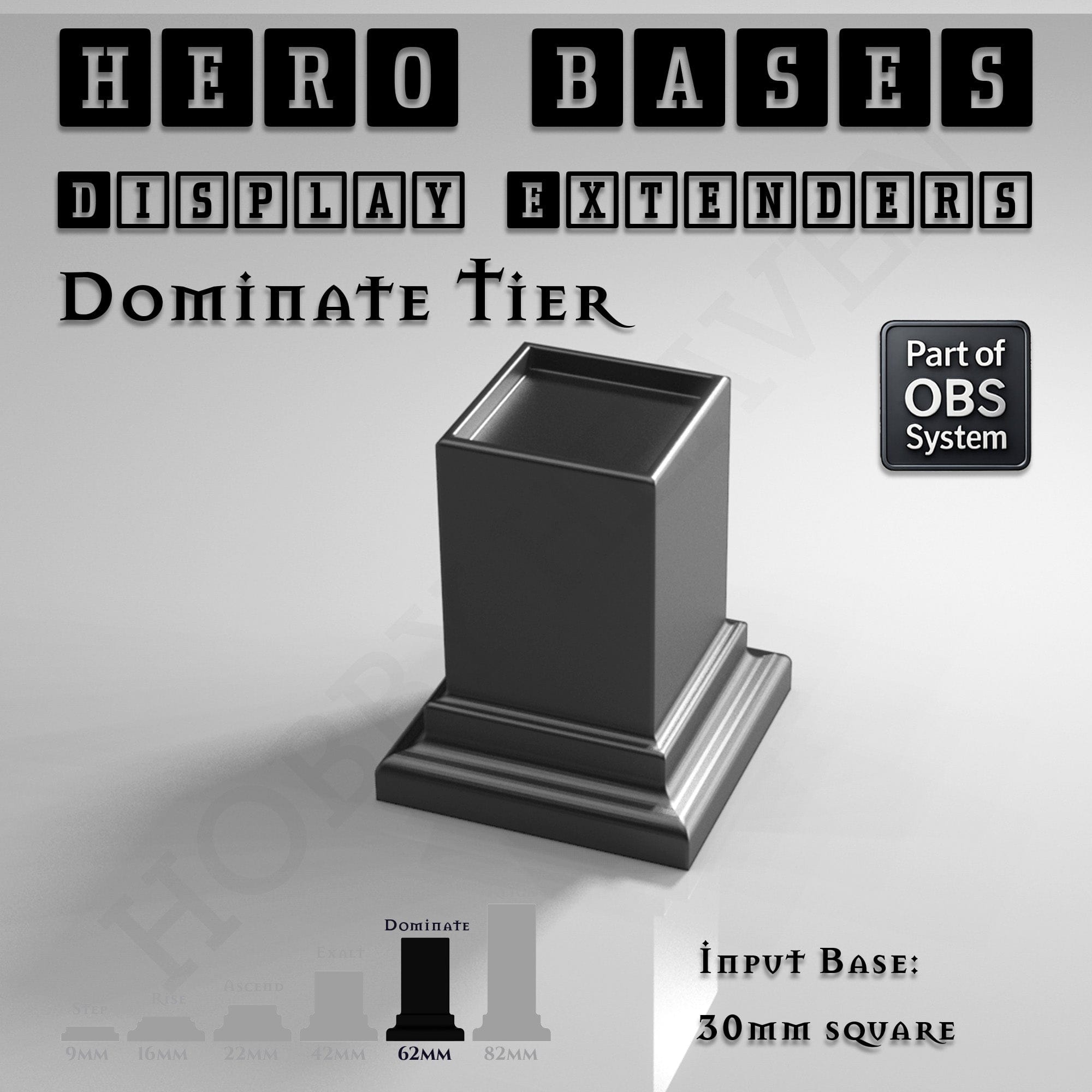 Plastic Bases Hero Bases Display Extenders | Squares and Rectangles | Convert Gaming Bases to Display Bases & Plinths