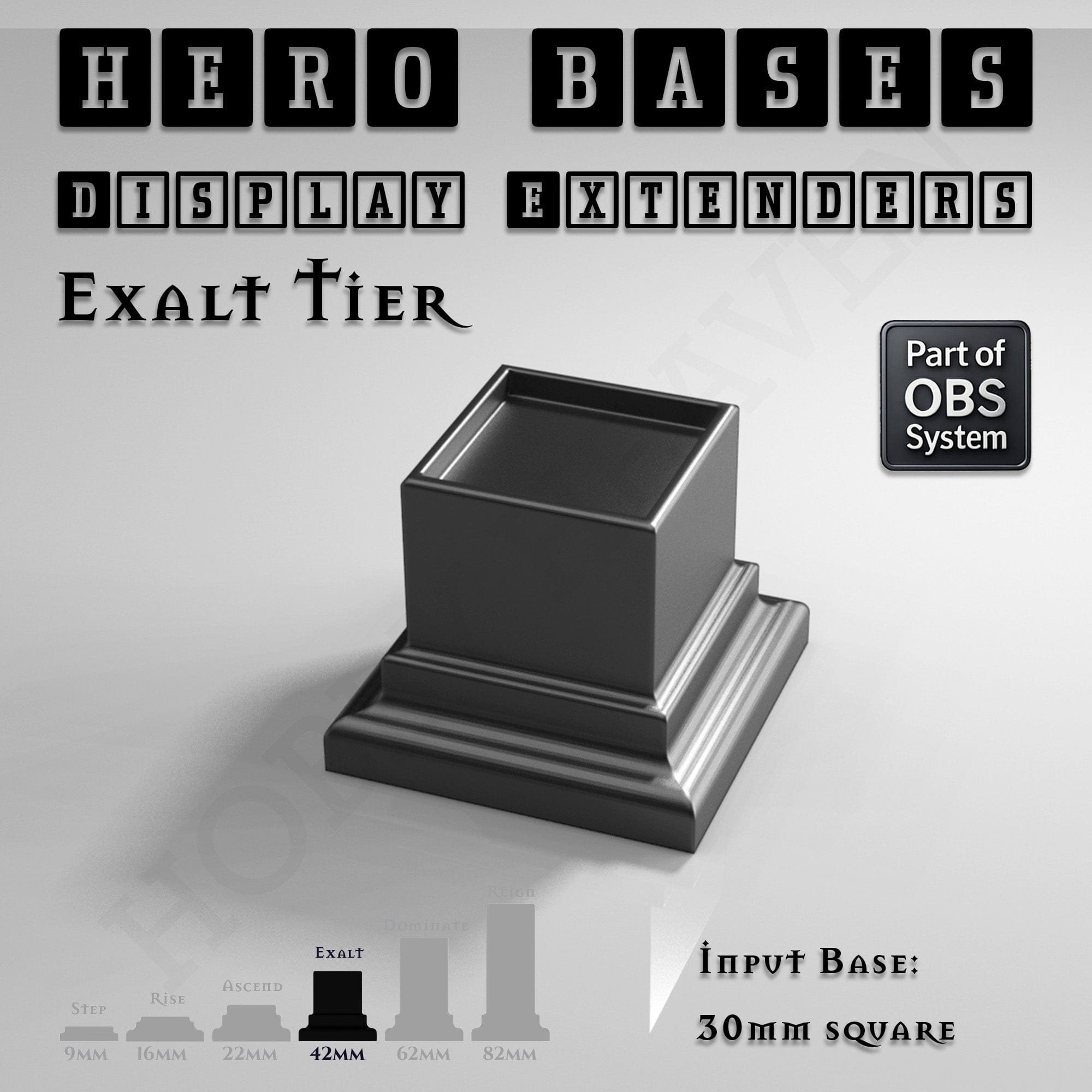 Plastic Bases Hero Bases Display Extenders | Squares and Rectangles | Convert Gaming Bases to Display Bases & Plinths