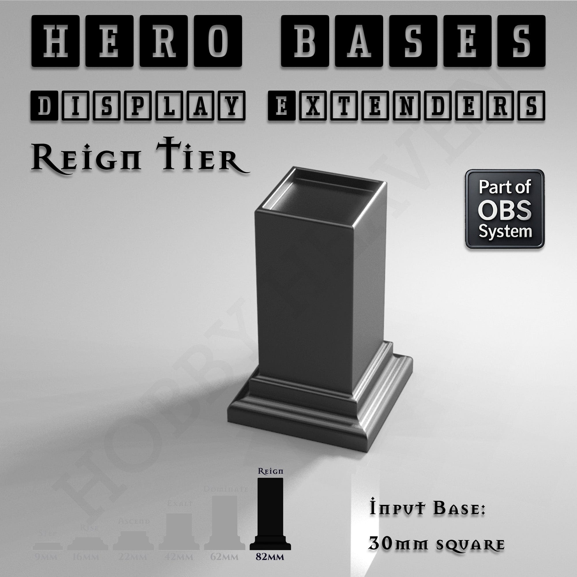 Plastic Bases Hero Bases Display Extenders | Squares and Rectangles | Convert Gaming Bases to Display Bases & Plinths