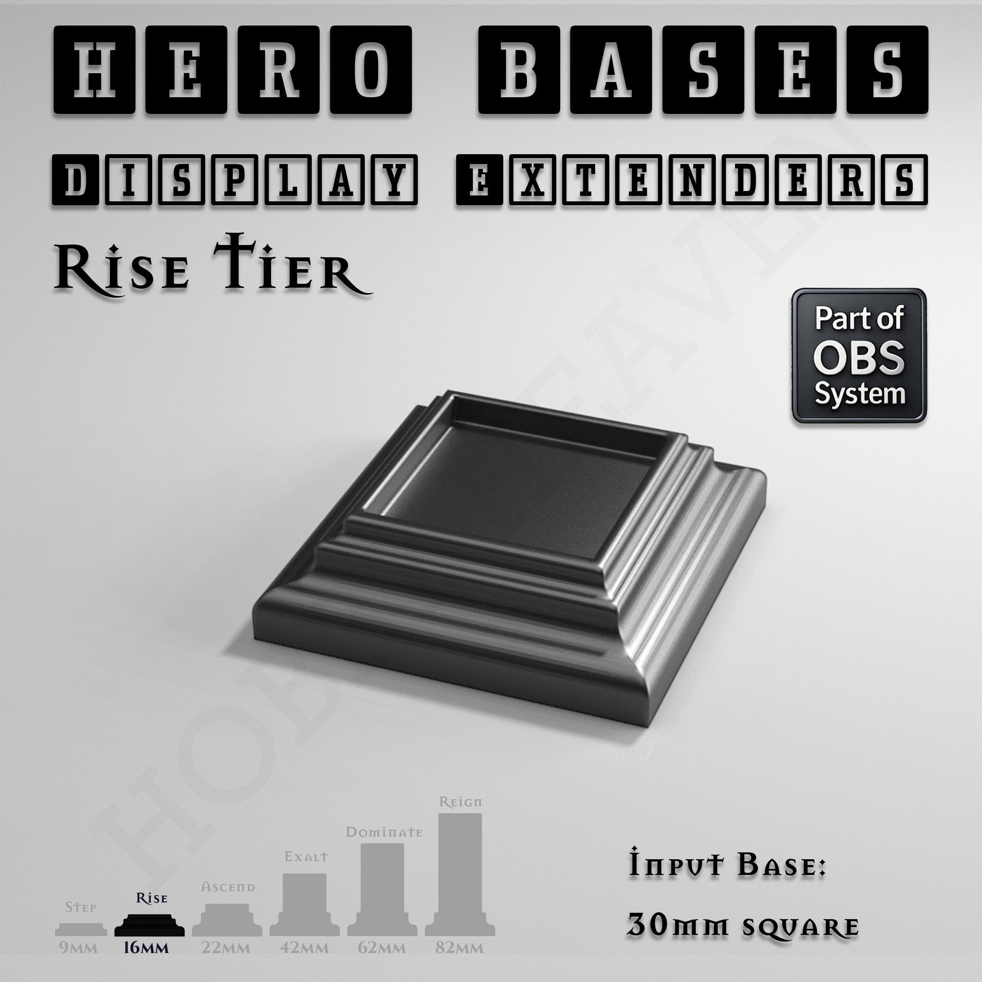 Plastic Bases Hero Bases Display Extenders | Squares and Rectangles | Convert Gaming Bases to Display Bases & Plinths