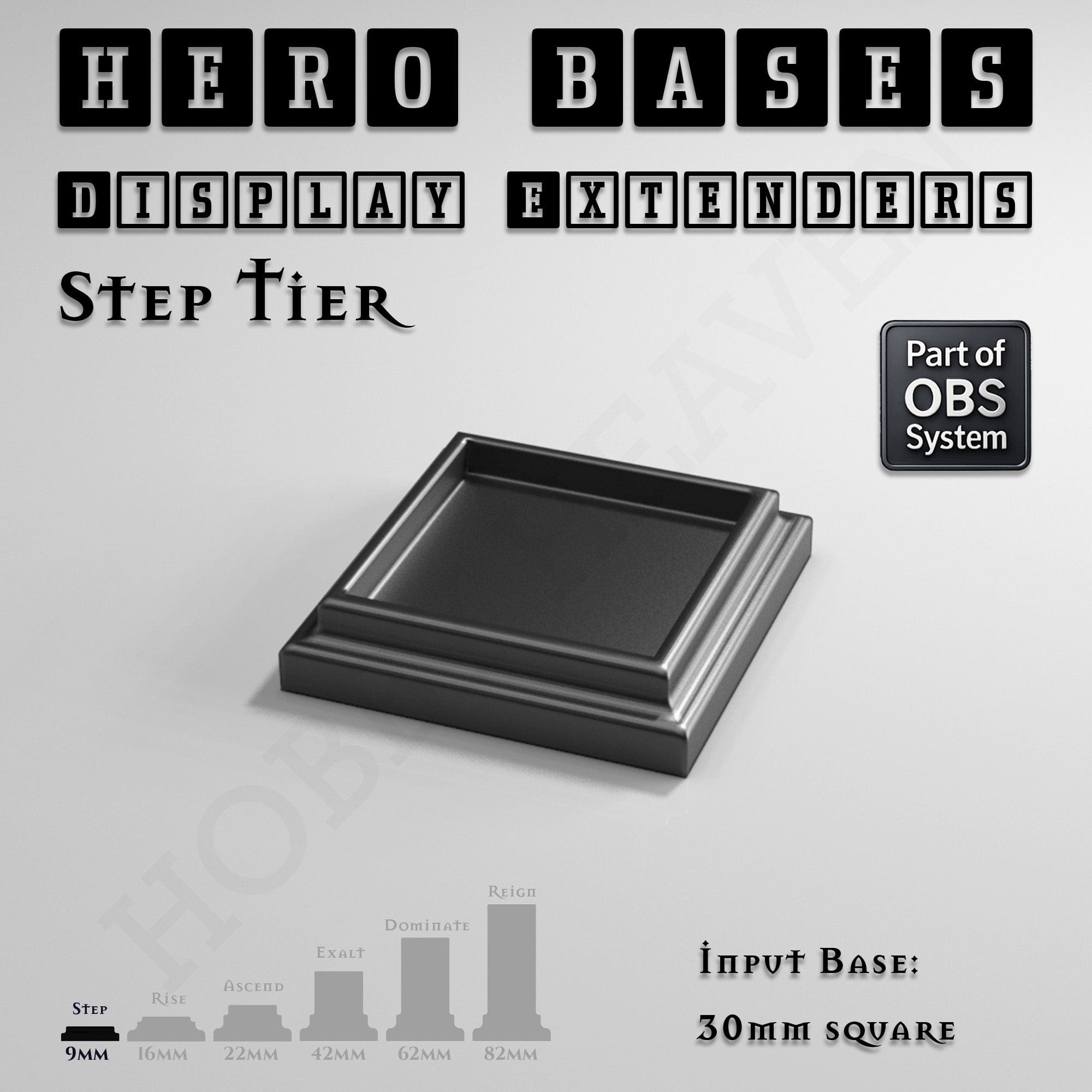 Plastic Bases Hero Bases Display Extenders | Squares and Rectangles | Convert Gaming Bases to Display Bases & Plinths