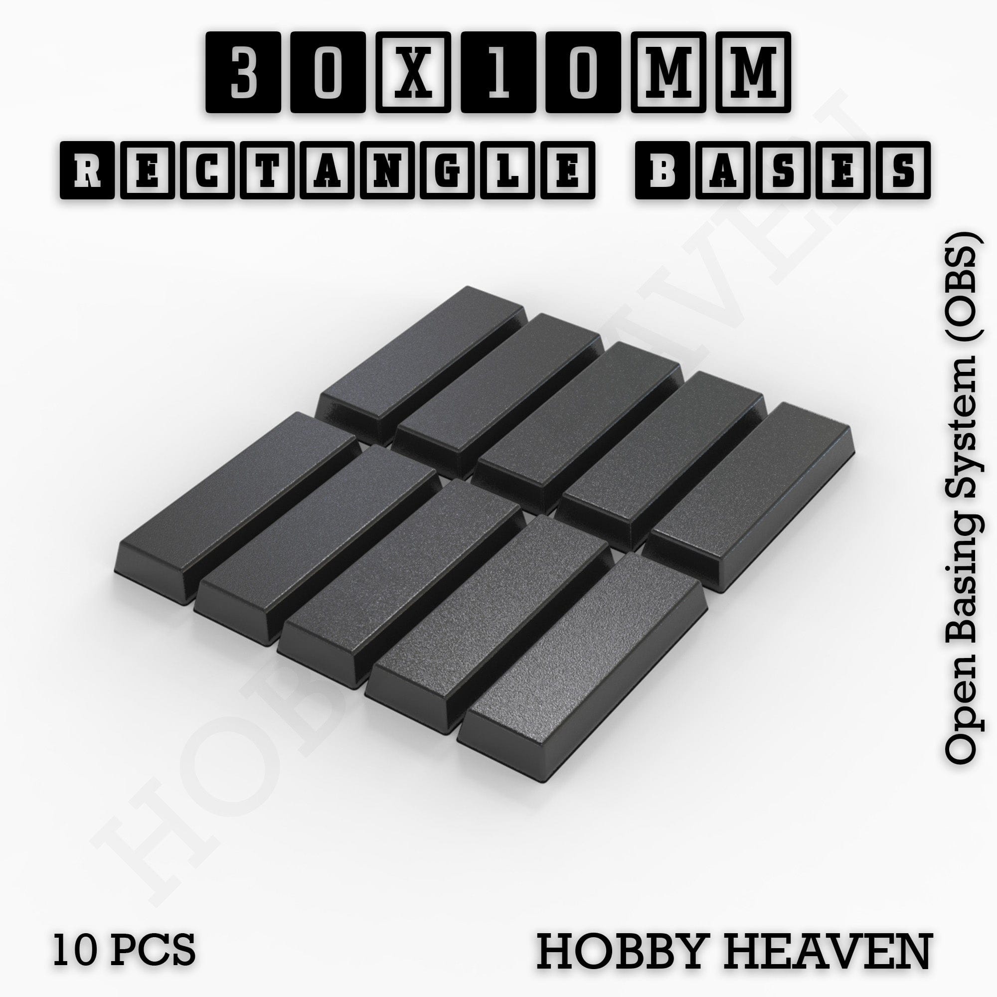 Base Rectangle Bases Range Sizes - 75x30mm to 125x40mm Medium Sizes 3d Print Full Range Tabletop Games