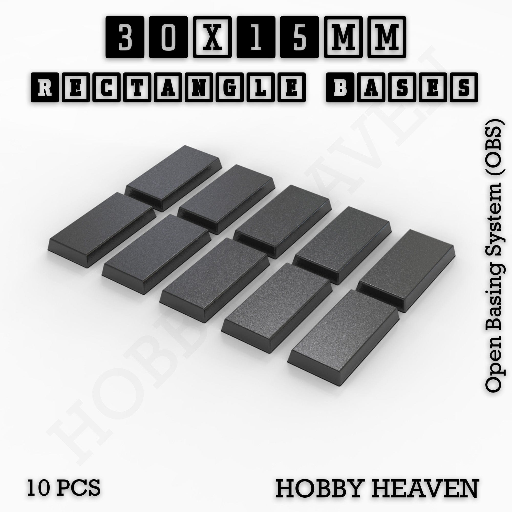 Base Rectangle Bases Range Sizes - 75x30mm to 125x40mm Medium Sizes 3d Print Full Range Tabletop Games