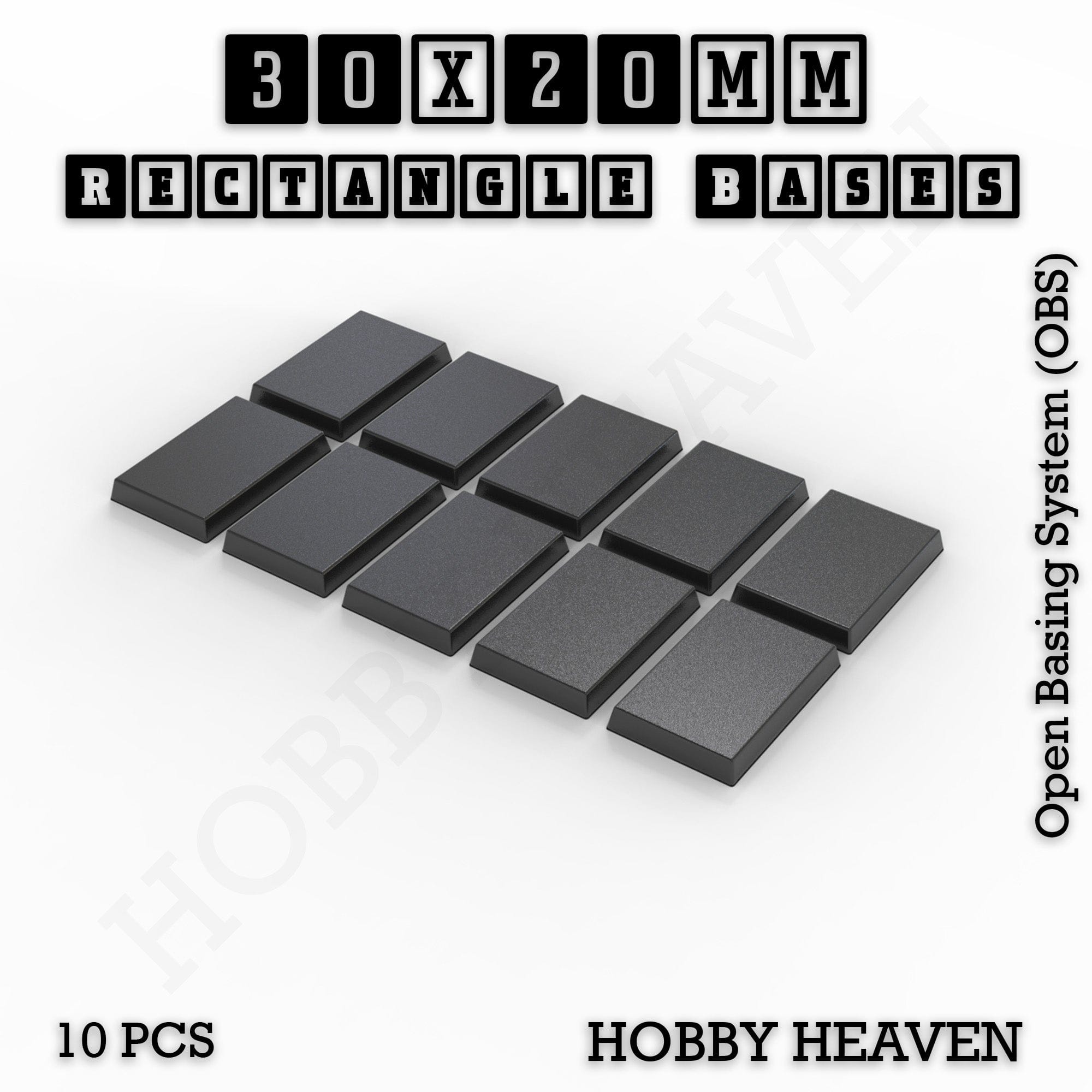 Base Rectangle Bases Range Sizes - 75x30mm to 125x40mm Medium Sizes 3d Print Full Range Tabletop Games