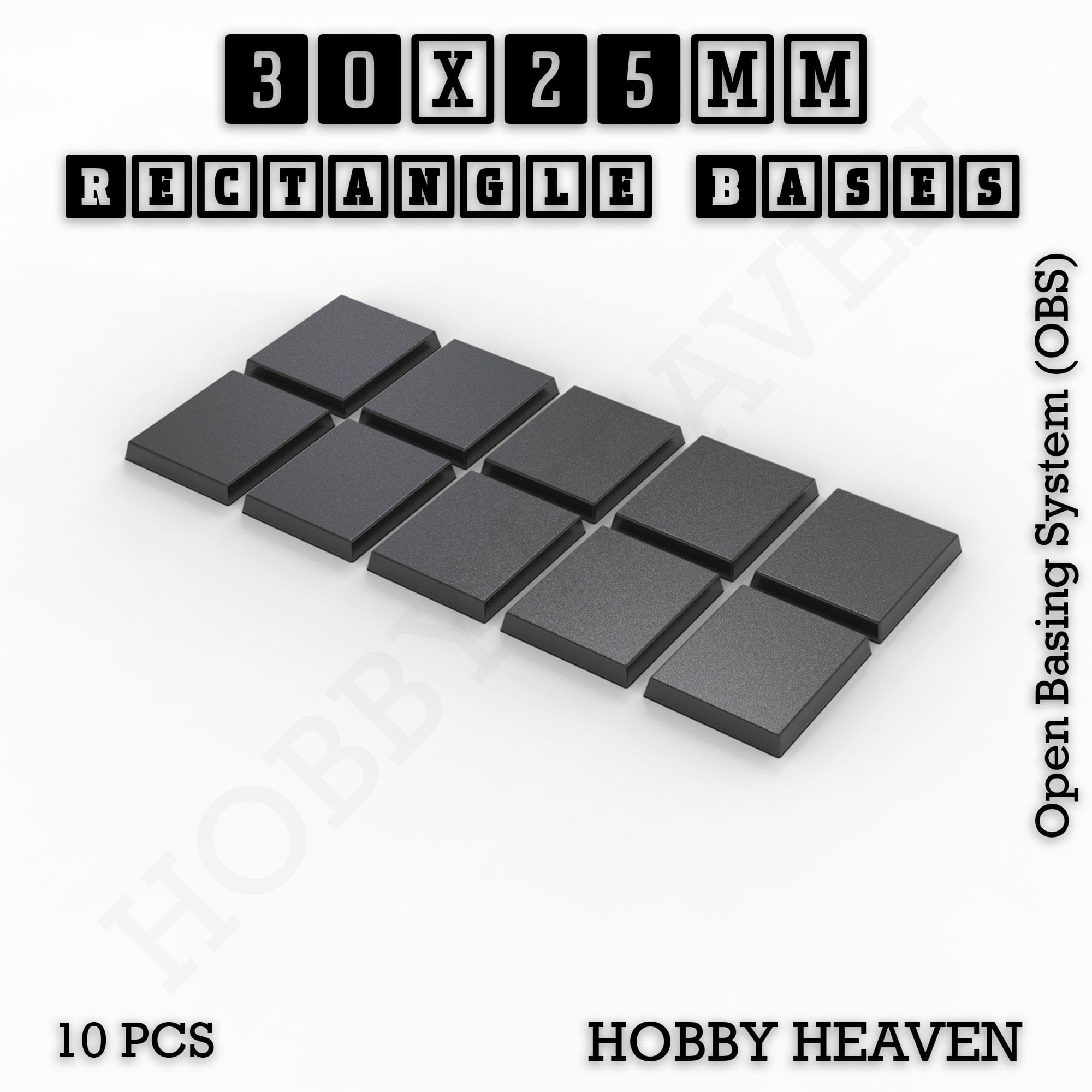 Base Rectangle Bases Range Sizes - 75x30mm to 125x40mm Medium Sizes 3d Print Full Range Tabletop Games