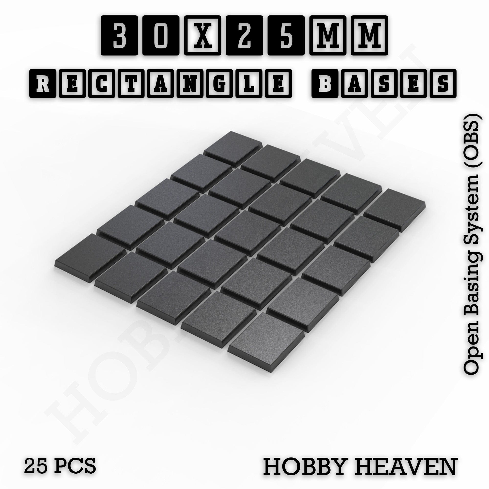 Base Rectangle Bases Range Sizes - 75x30mm to 125x40mm Medium Sizes 3d Print Full Range Tabletop Games