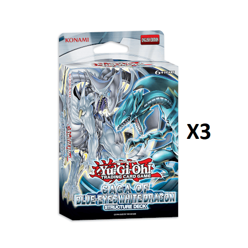 Yugioh Sealed 3x Yu-Gi-Oh! Saga Of Blue Eyes White Dragon Structure Deck Reprint Unlimited Edition BUNDLE 4012927949801