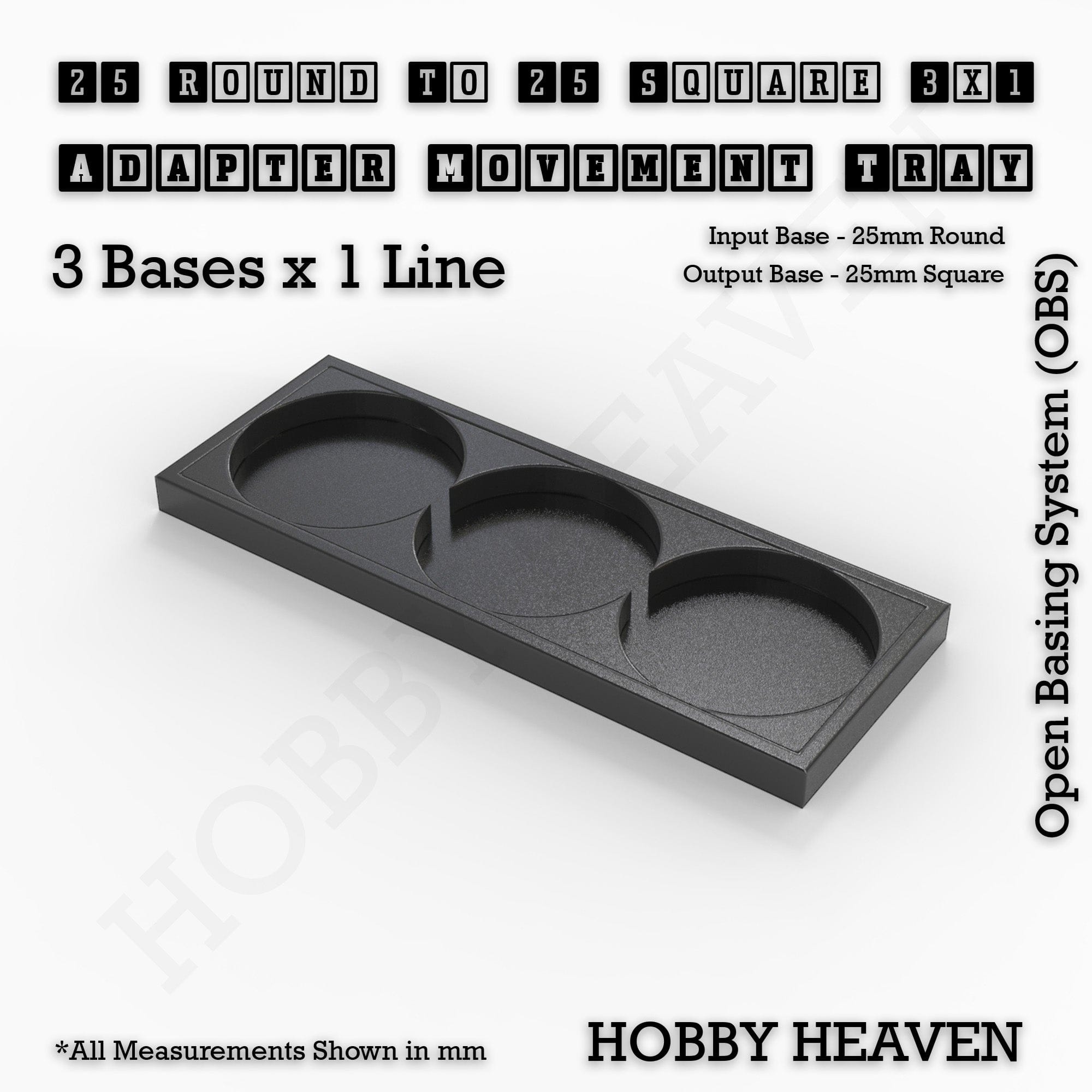 Movement Tray Round to Square Movement Trays Adapters for Tabletop Games