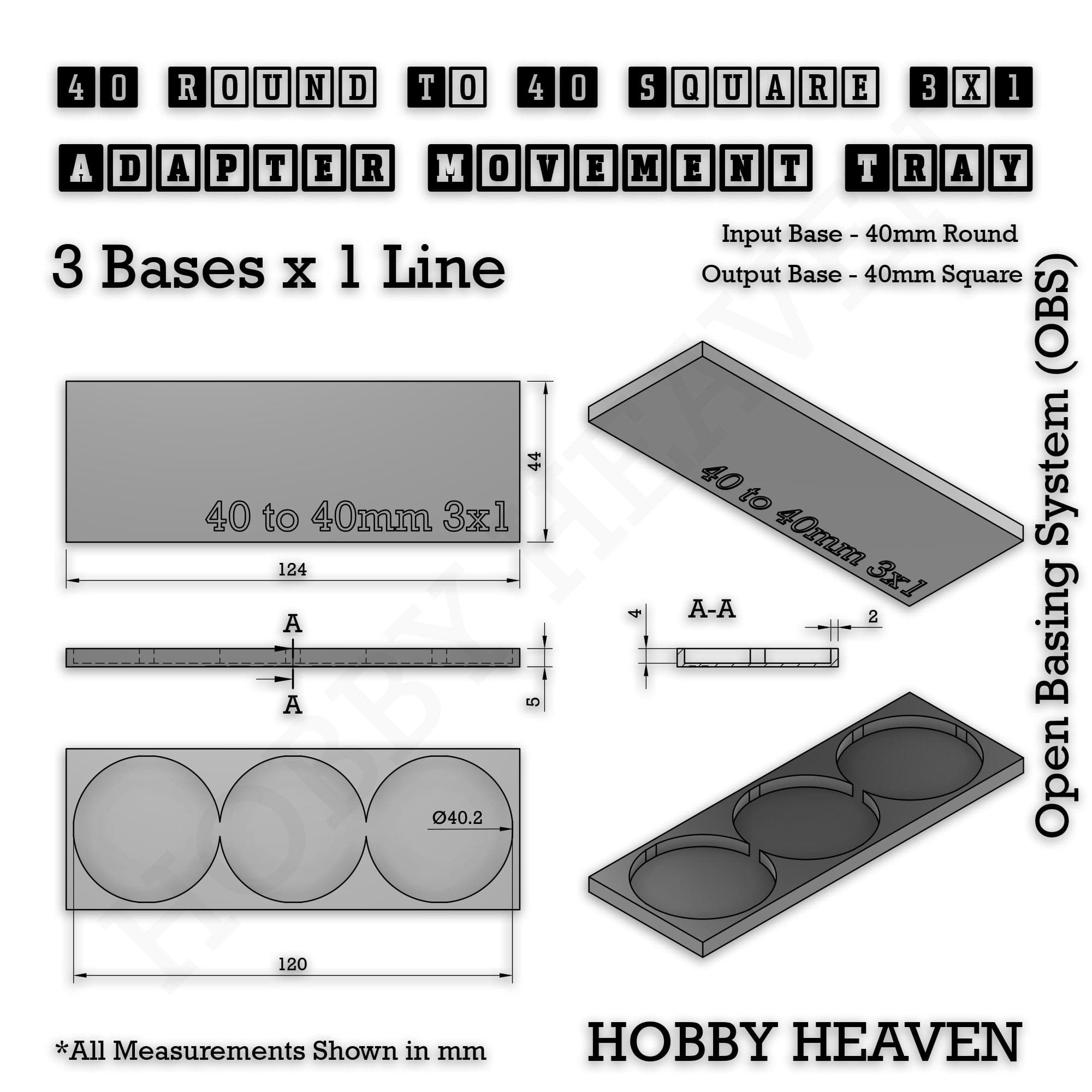 Movement Tray Round to Square Movement Trays Adapters for Tabletop Games