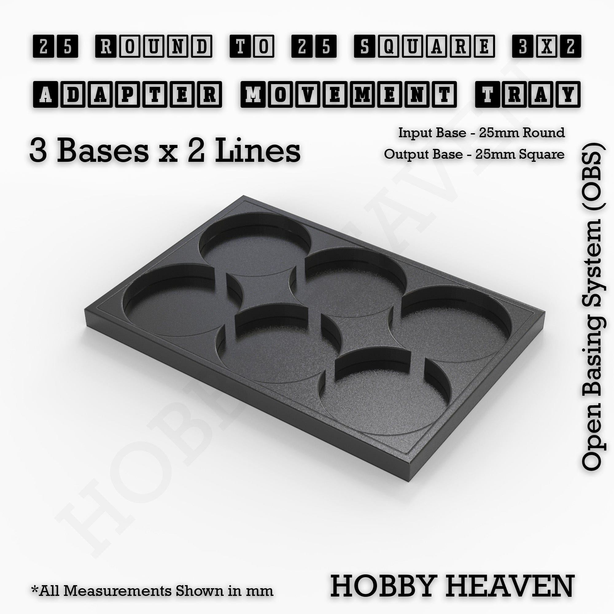 Movement Tray Round to Square Movement Trays Adapters for Tabletop Games