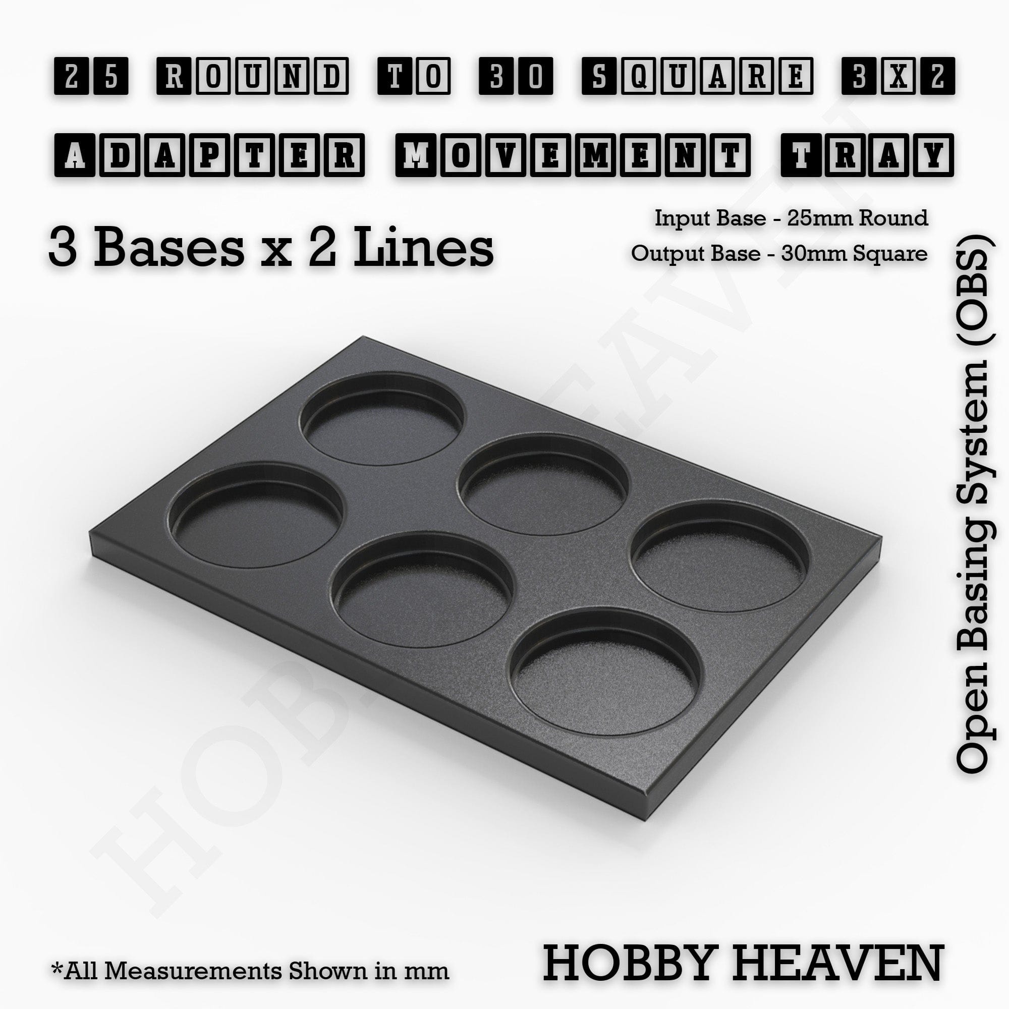 Movement Tray Round to Square Movement Trays Adapters for Tabletop Games