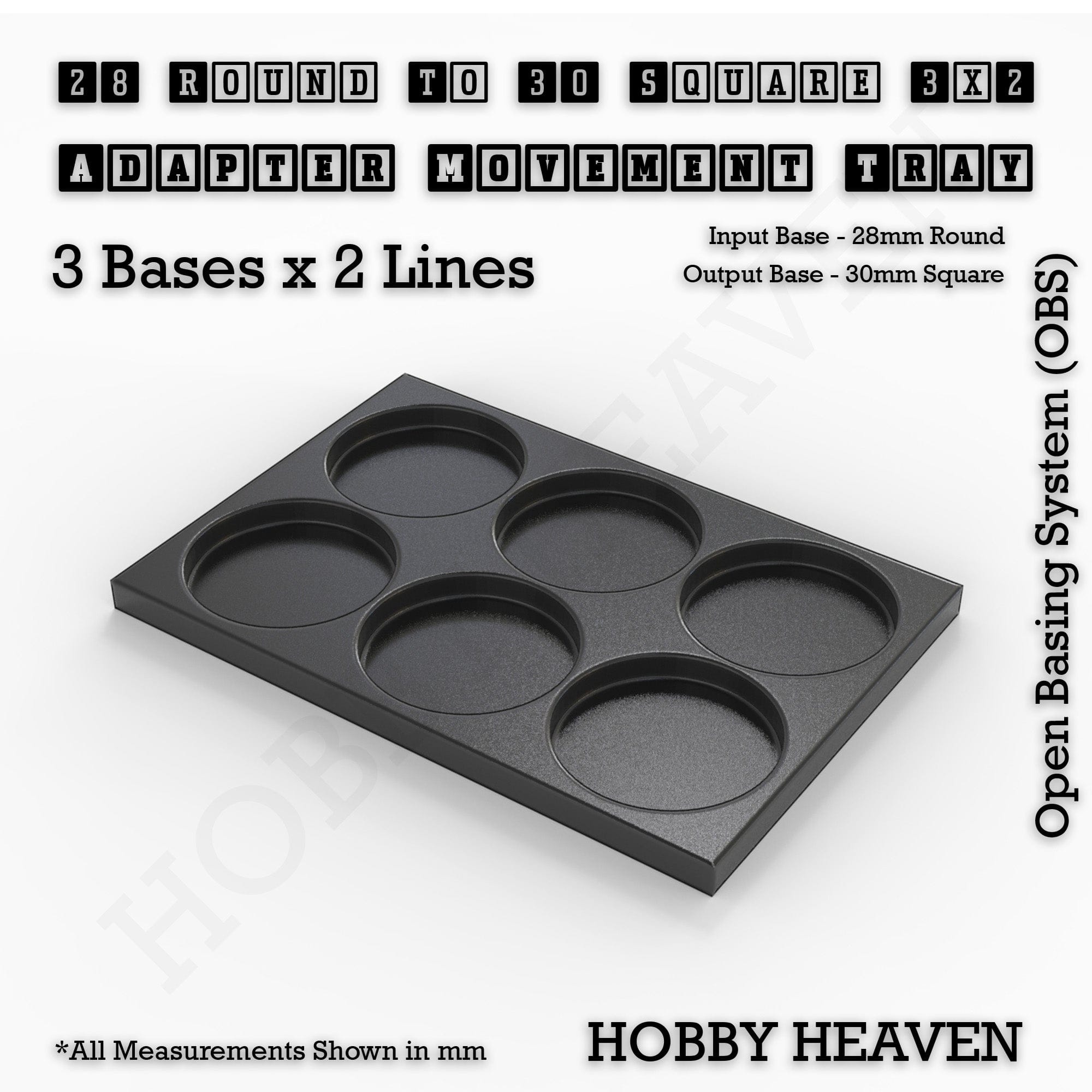 Movement Tray Round to Square Movement Trays Adapters for Tabletop Games