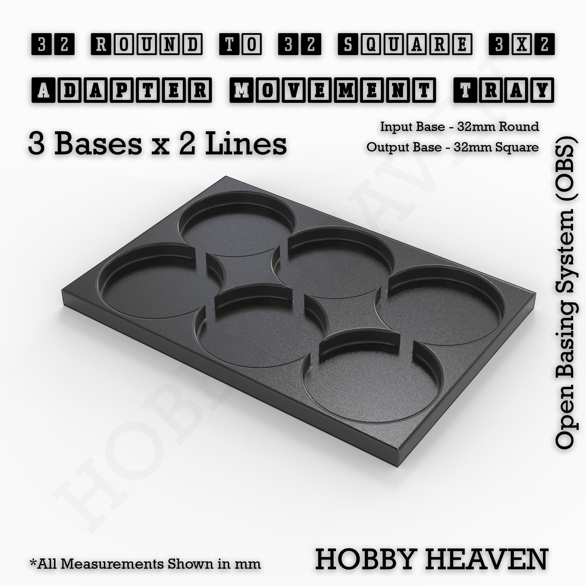 Movement Tray Round to Square Movement Trays Adapters for Tabletop Games