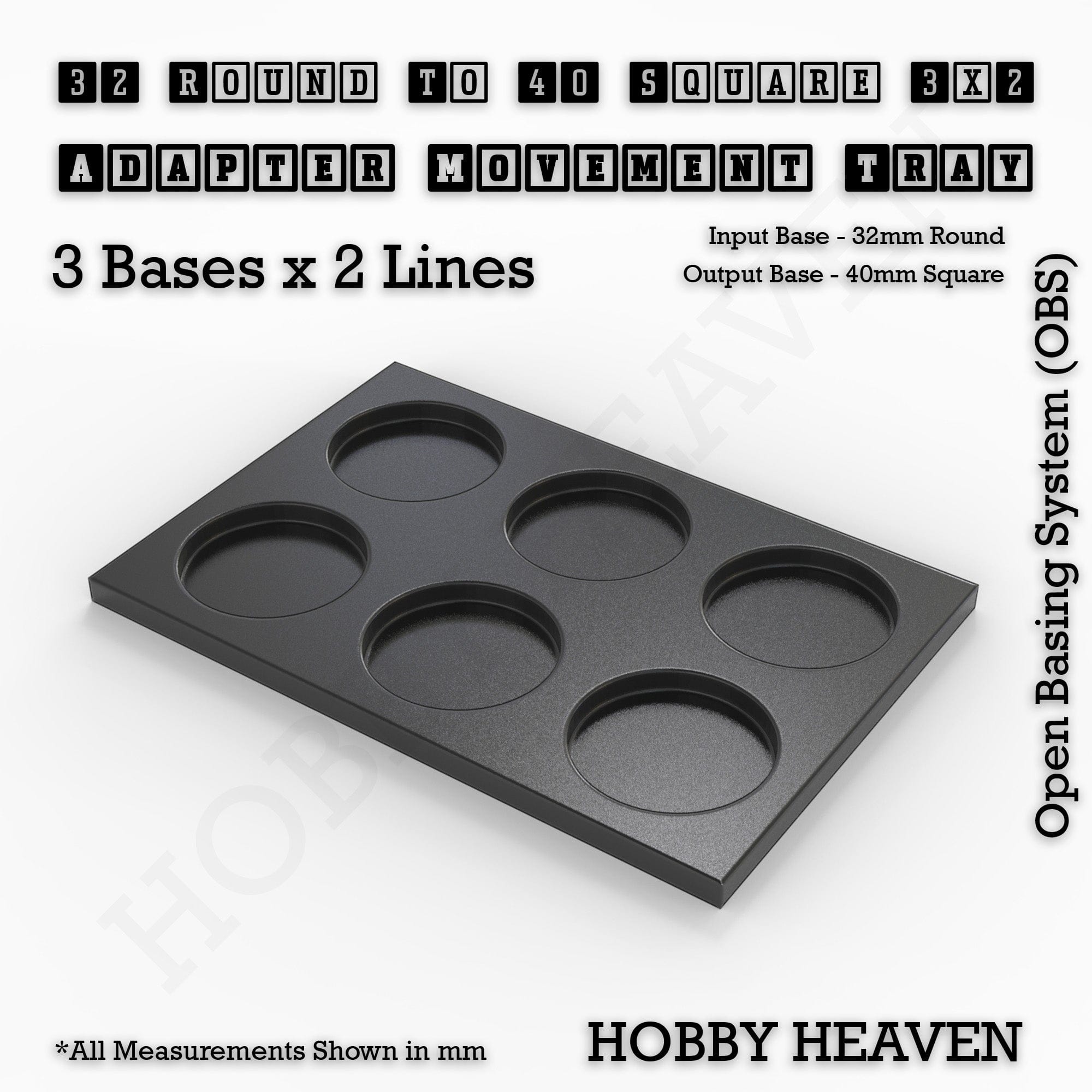 Movement Tray Round to Square Movement Trays Adapters for Tabletop Games