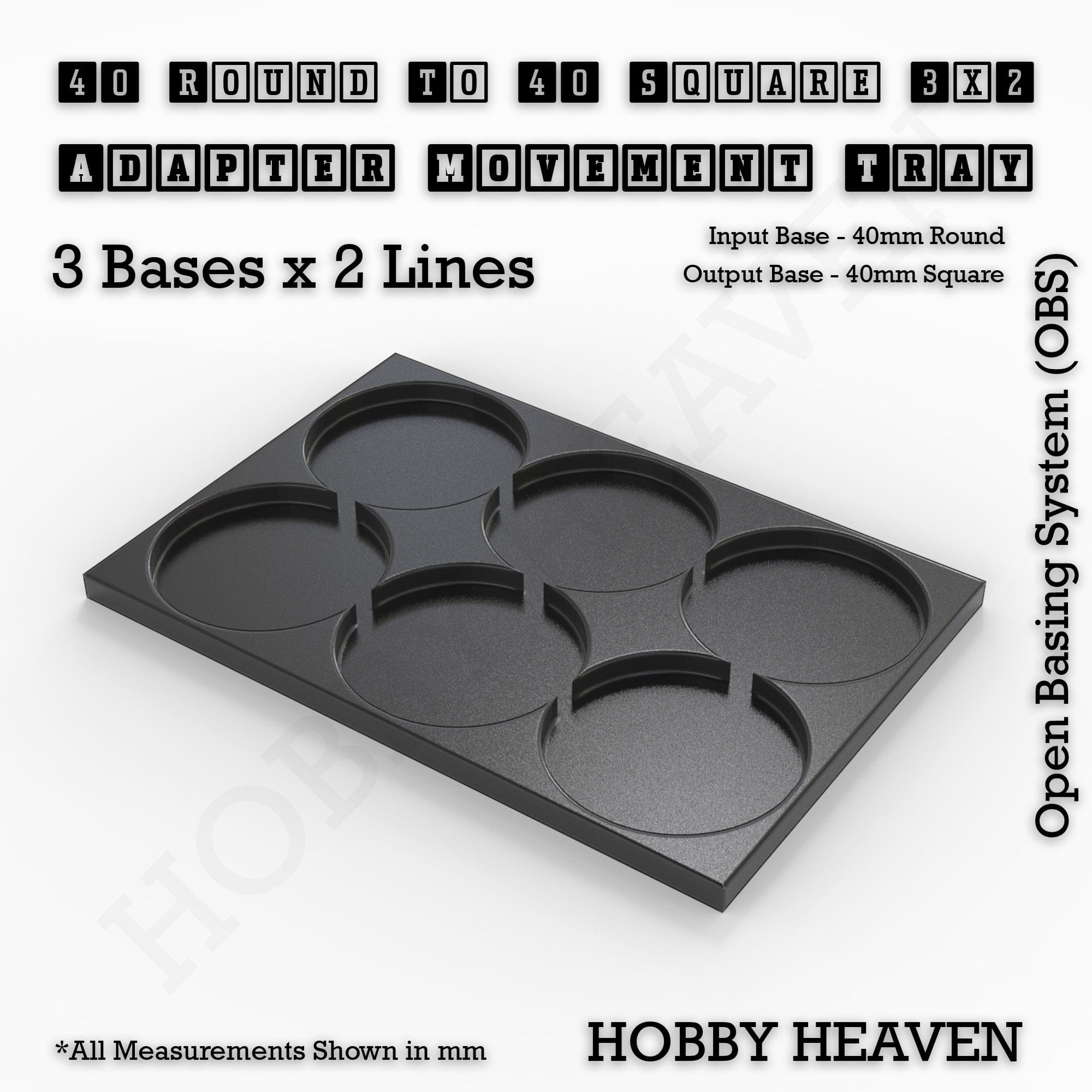 Movement Tray Round to Square Movement Trays Adapters for Tabletop Games