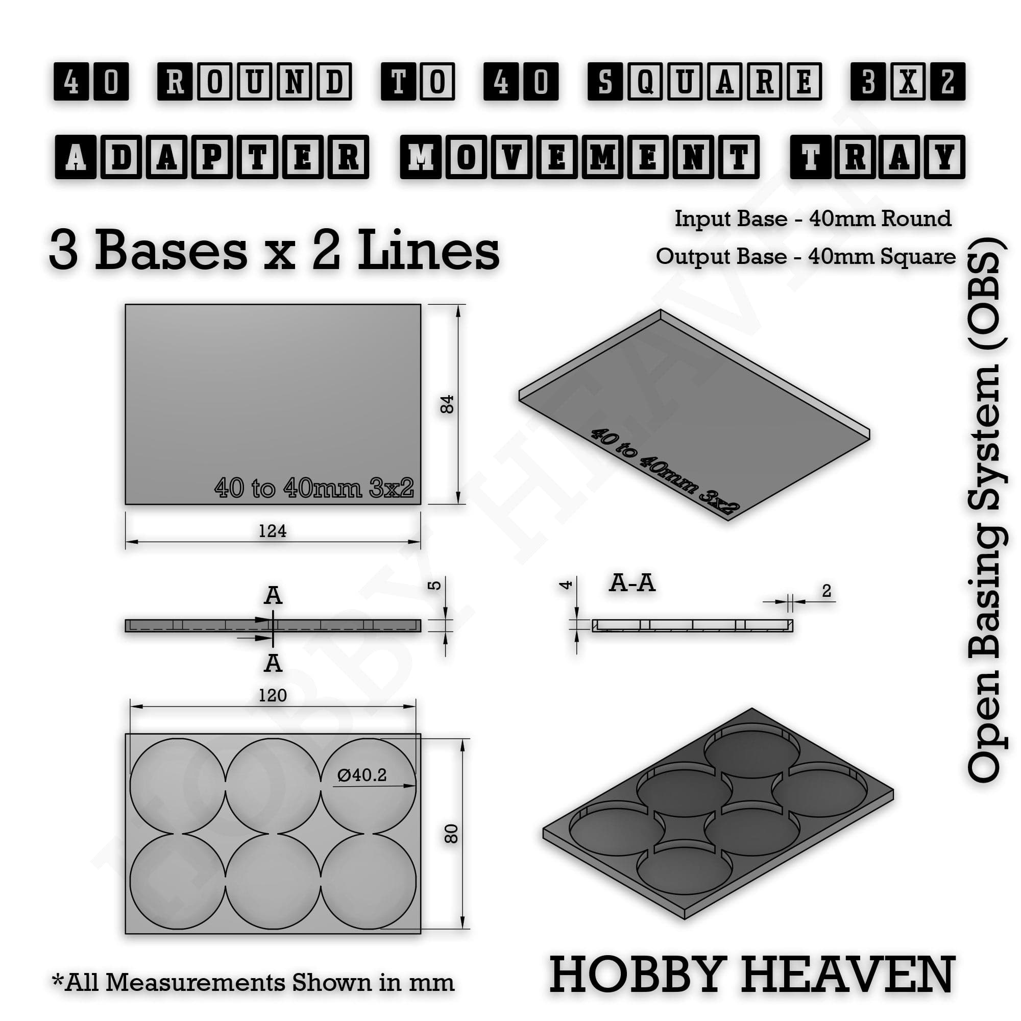 Movement Tray Round to Square Movement Trays Adapters for Tabletop Games