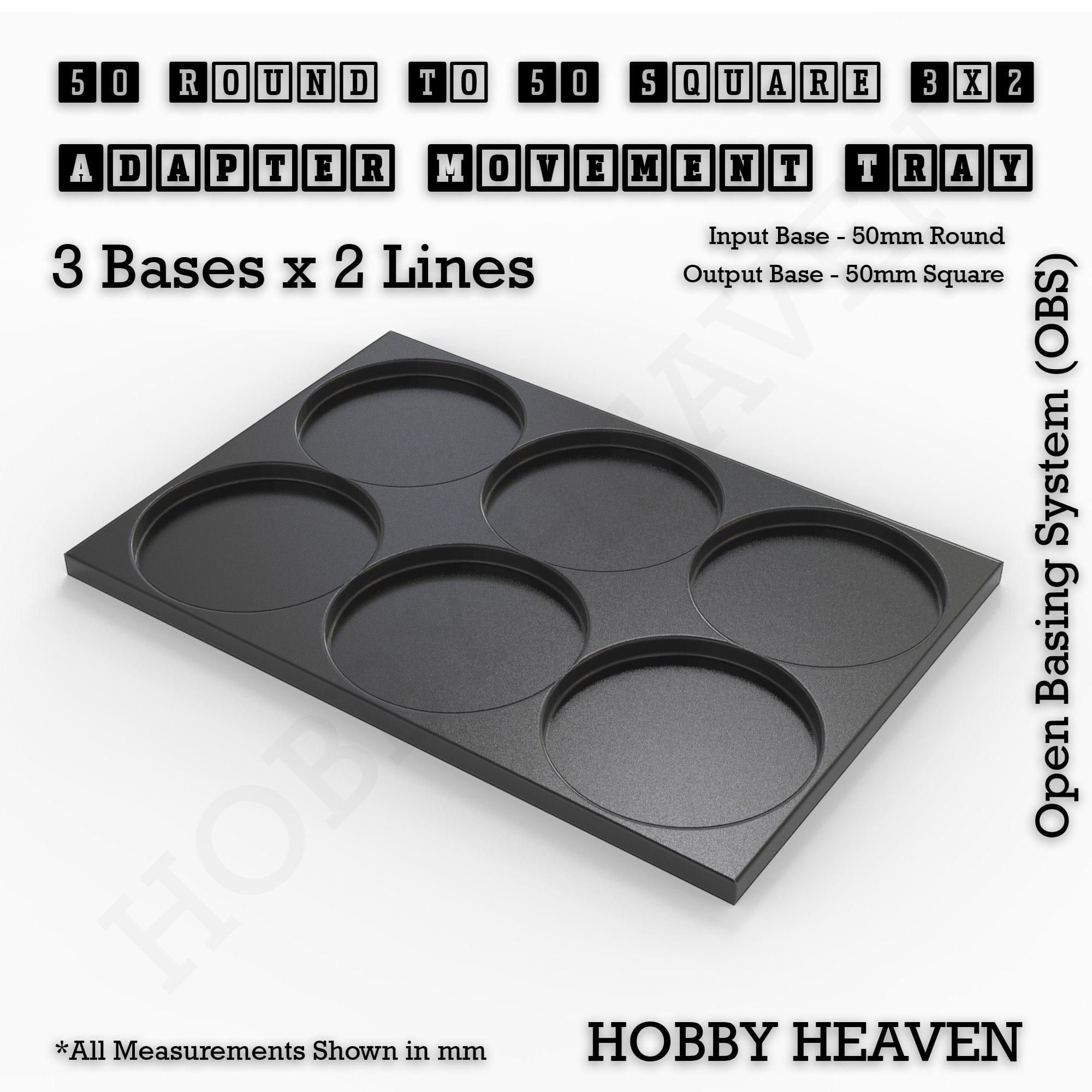 Movement Tray Round to Square Movement Trays Adapters for Tabletop Games