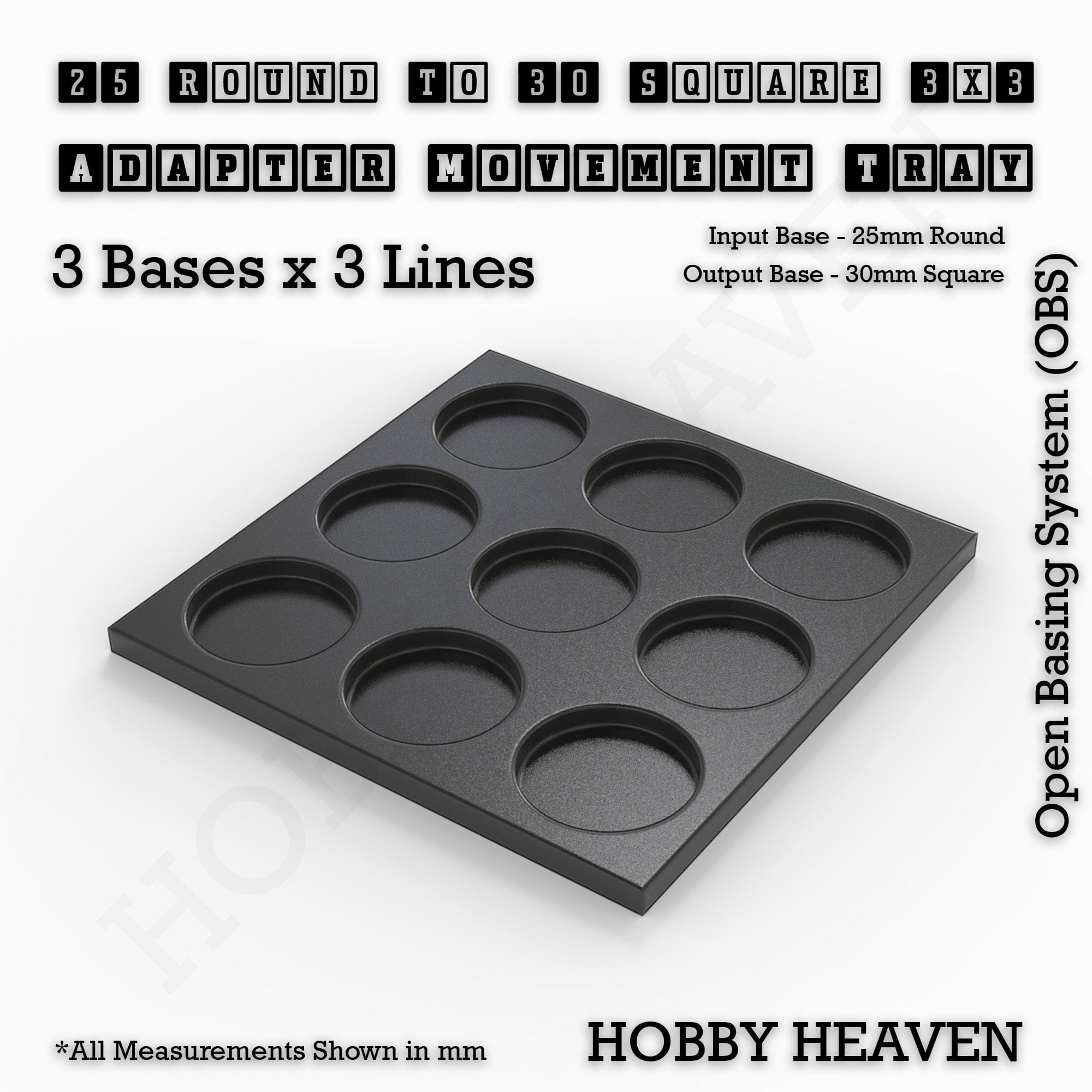 Movement Tray Round to Square Movement Trays Adapters for Tabletop Games